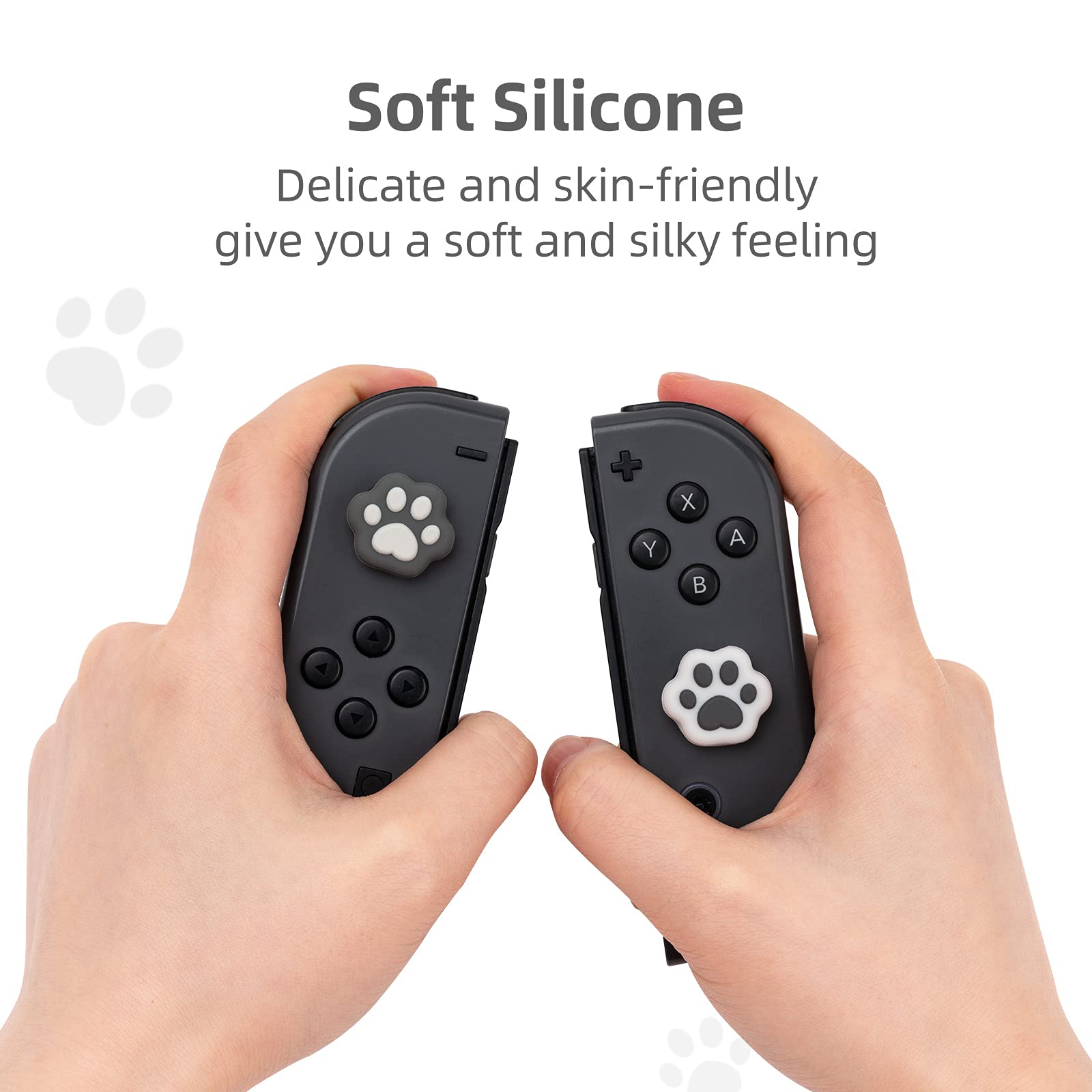 GeekShare Cat Paw Shape Thumb Grip Caps Soft Silicone Joystick Cover Compatible with Switch/OLED/Switch Lite,4PCS (Pink & Blue)