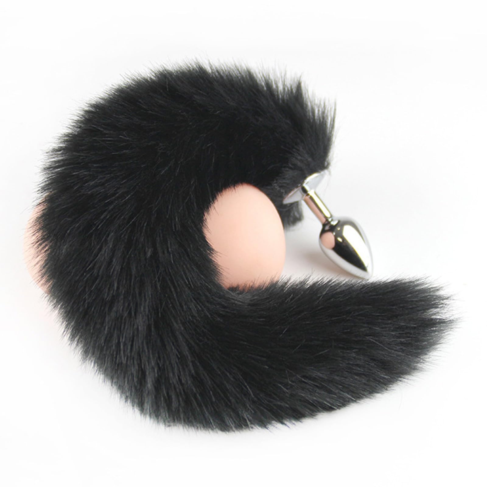 Tail Plug Anal Butt Plug, Butt Plug Faux Fur Tail Anal Sex Toys Buttplug Wolf Tail Toys Stainless Steel But Plug Butt Toys Sex Toys for Women Cosplay Adult Sex Toys for Women Men Couple (Grey): F-black