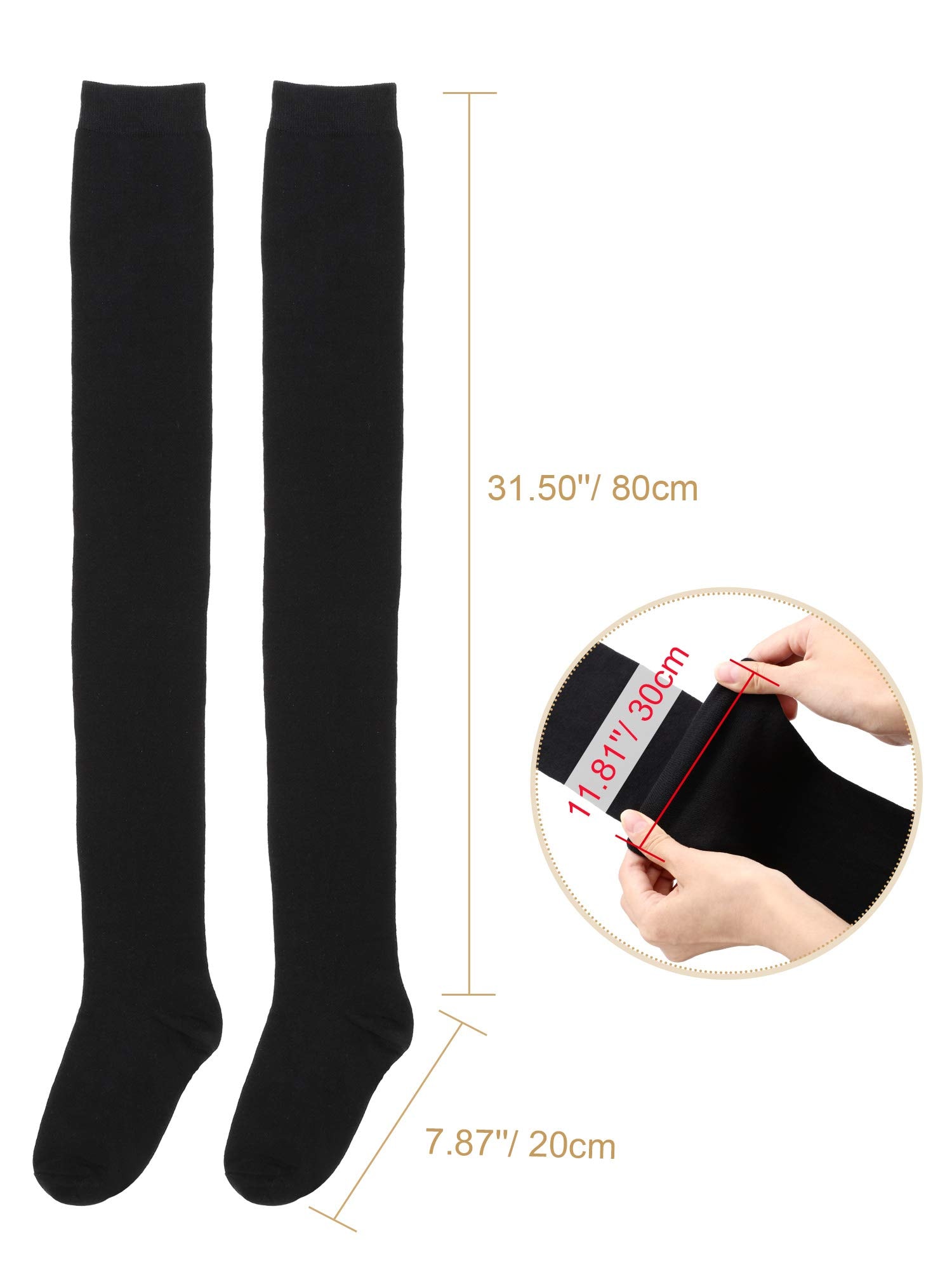 SATINIOR Extra Long Socks Thigh High Cotton Socks Extra Long Knee Boot Stockings for Women - Image 4
