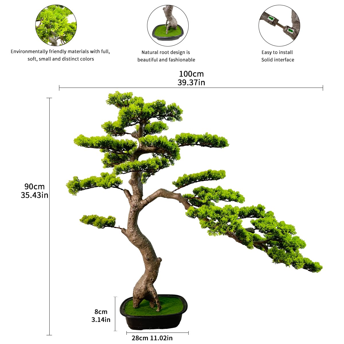 VIGGDA 3ft（43in） Artificial Bonsai Tree Juniper Faux Plants Indoor Big Fake Plants Decor with Ceramic Pots for Home Table Office Desk Bathroom Shelf Bedroom Living Room Farmhouse Decorations thumbnail 3