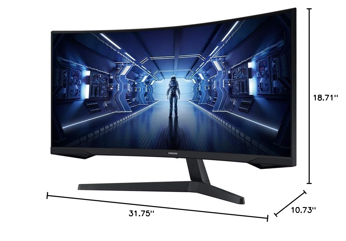 Samsung Odyssey G5 34' Ultra-Wide Gaming Monitor LC34G55TWWNXZA 1000R Curved Screen, 165Hz, 1ms, FreeSync Premium, Large Display, Eye Comfort, Multiple Ports, WQHD, 2020, Black: 34-inch Curved WQHD Resolution