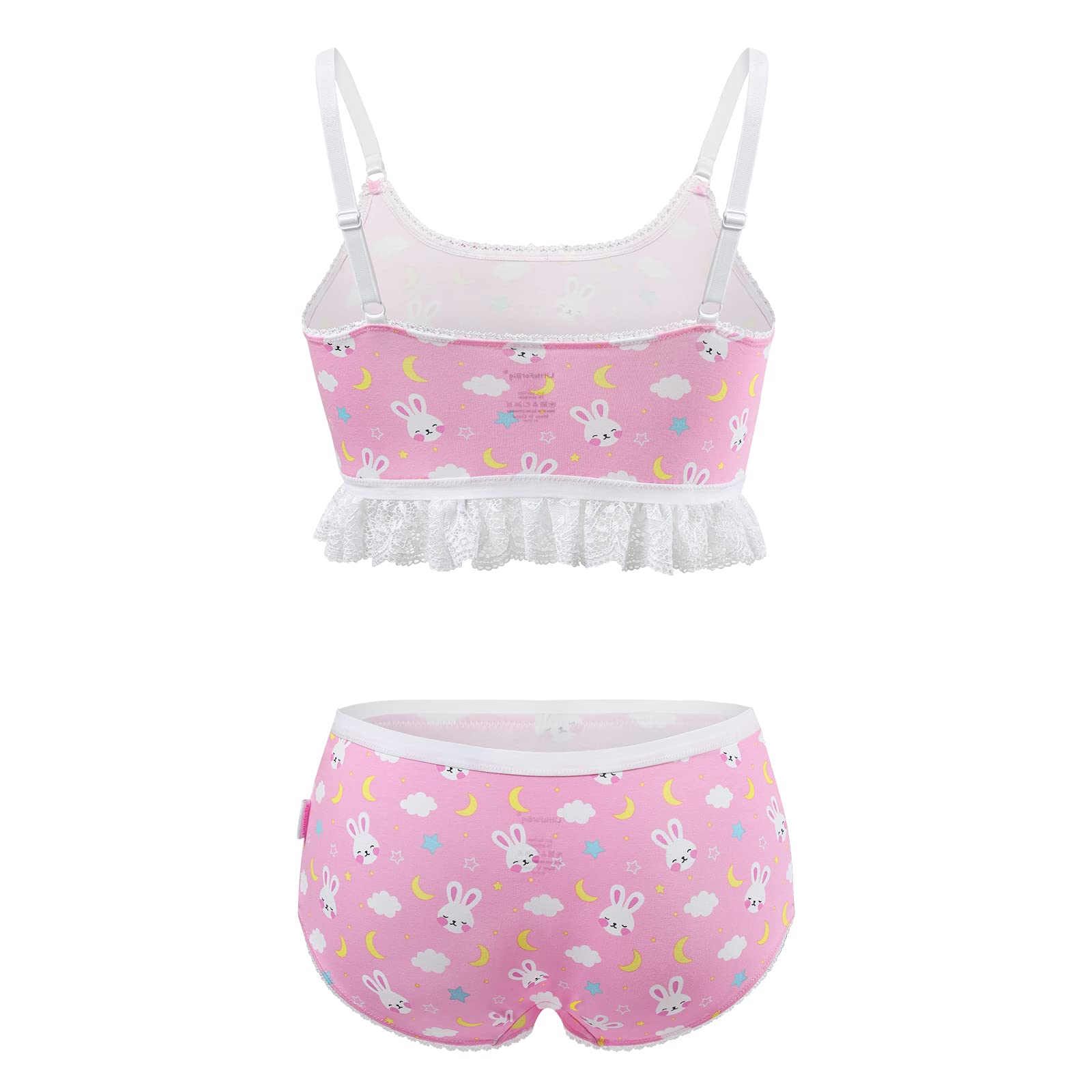 Littleforbig Lacy Trim Women Nightwear Strap Sleepwear Cami Top Shorts Lingerie bralette loungewear Set - Snuggle Bunny: Medium Pink