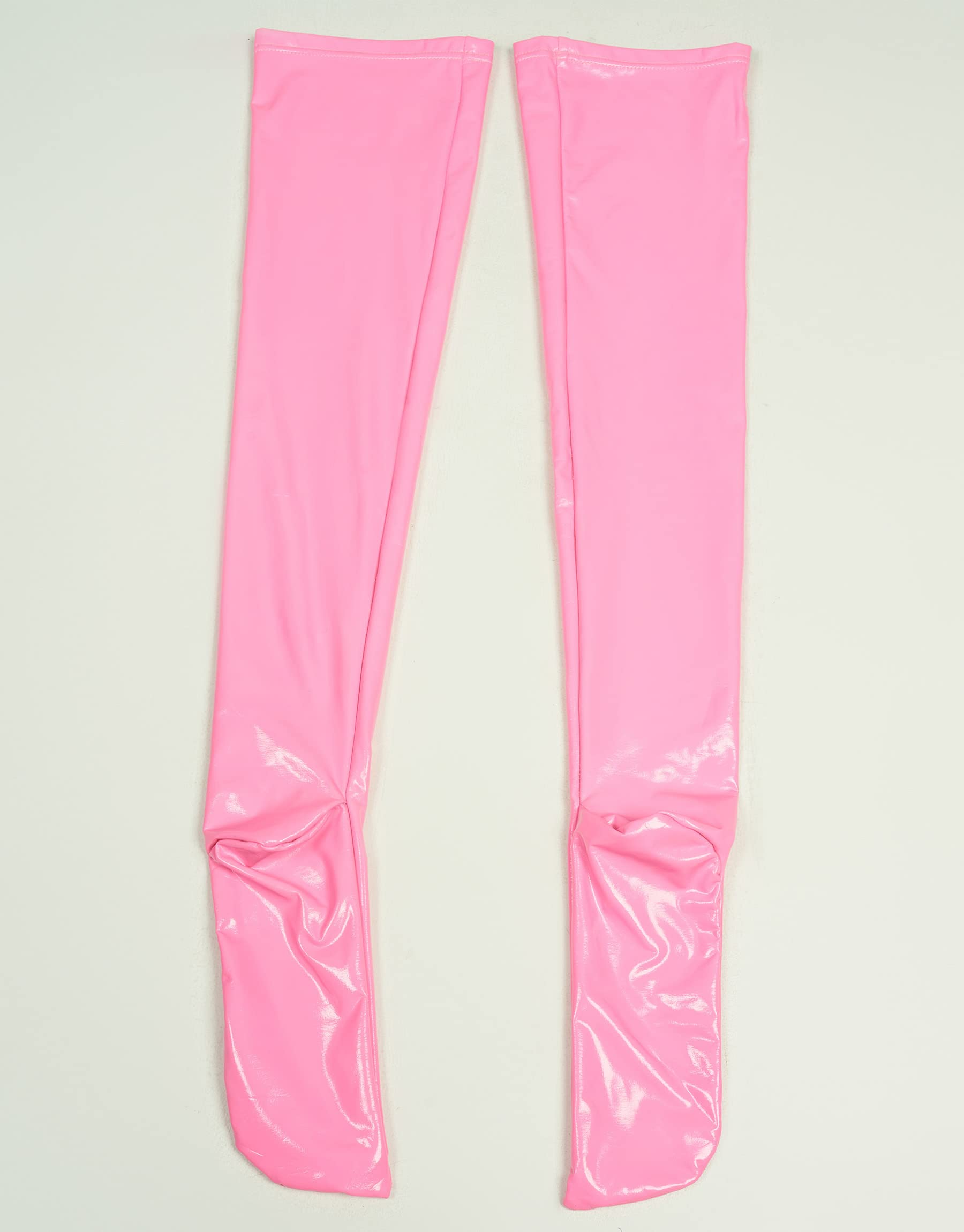 Mobbunny Thigh Stockings PU Leather Socks Thigh High Stockings Shiny Over Knee Long Boot Sock Accessory Pink White