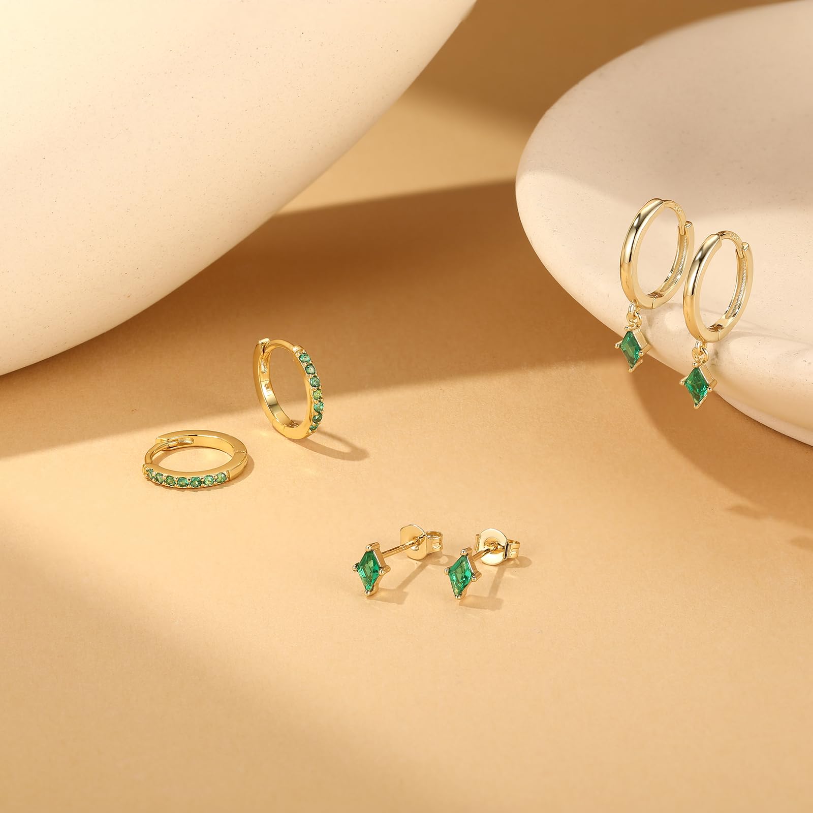 Angelady Gold Hoop Earrings Set for Women, Dainty 14K Gold Plated Huggies Earring, Sterling Silver Hypoallergenic Cartilage Earrings, Trendy Earring Stacks for Multiple Piercing Jewelry Gift(3 Pairs) thumbnail 6