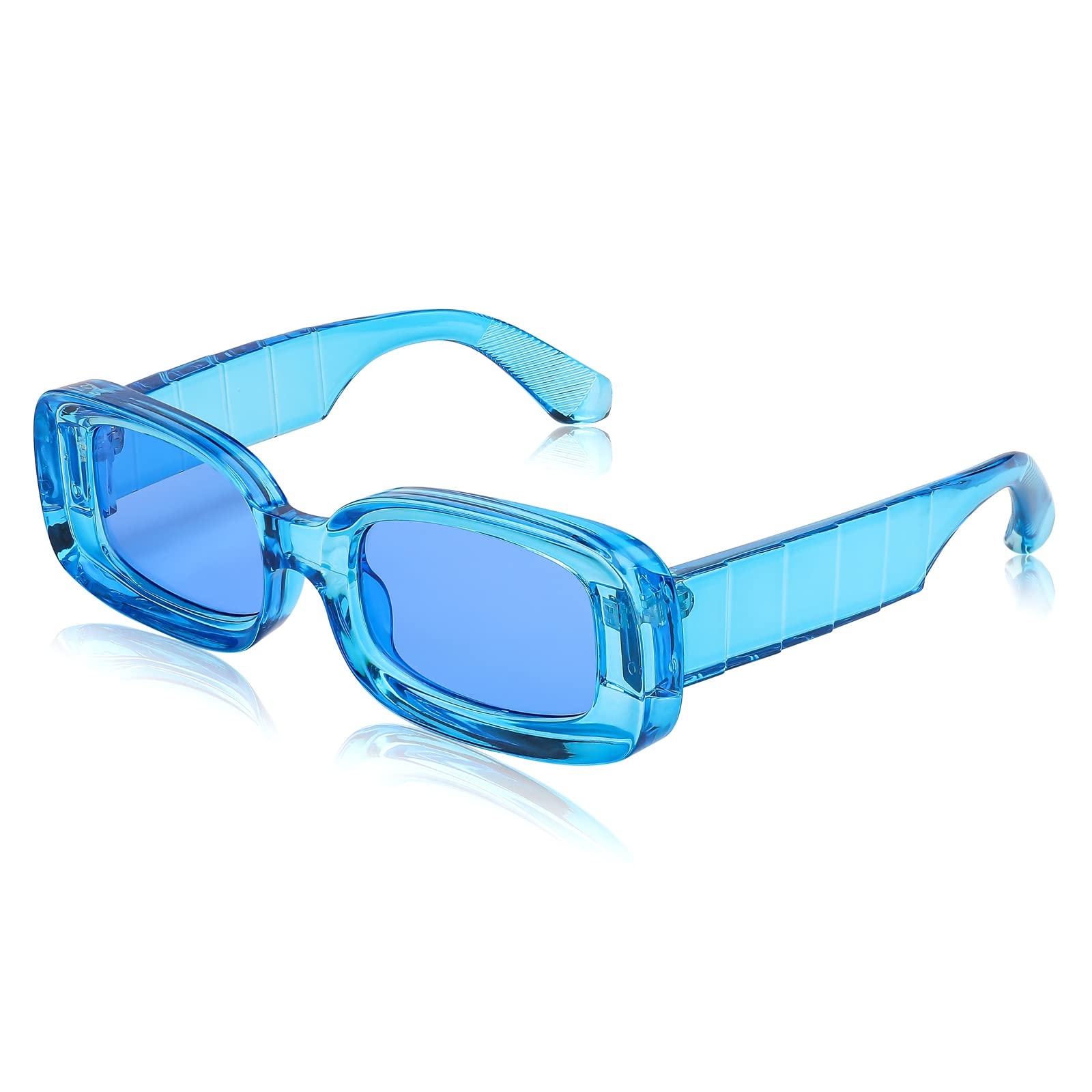 FEISEDY Retro Thick Rectangle Sunglasses Retro 90s Small Chunky Square Women Men B2307 thumbnail 1