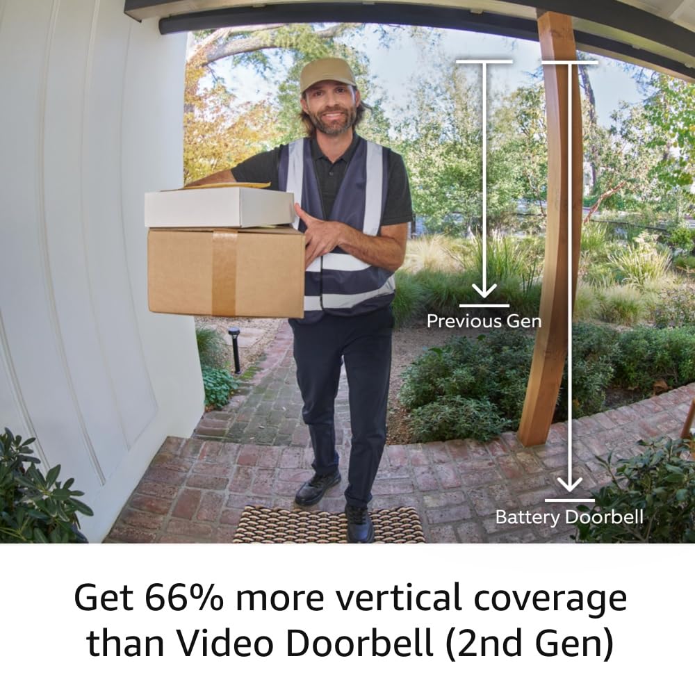 Ring Battery Doorbell, Head-to-Toe Video, Live View with Two-Way Talk, and Motion Detection & Alerts (2024 release), Venetian Bronze: Satin Nickel 1 Doorbell