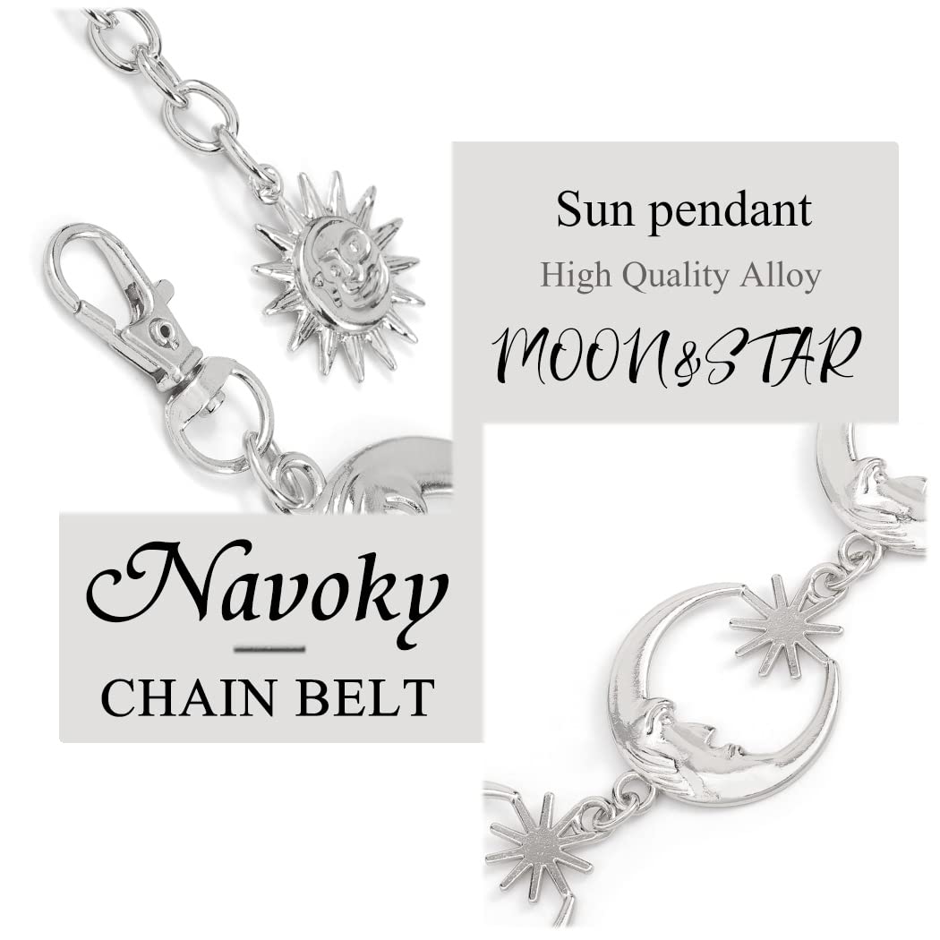 Navoky Moon Star Metal Waist Chain Sun Pendant Belly Belt Body Chains Jewelry Accessories for Women and Girls