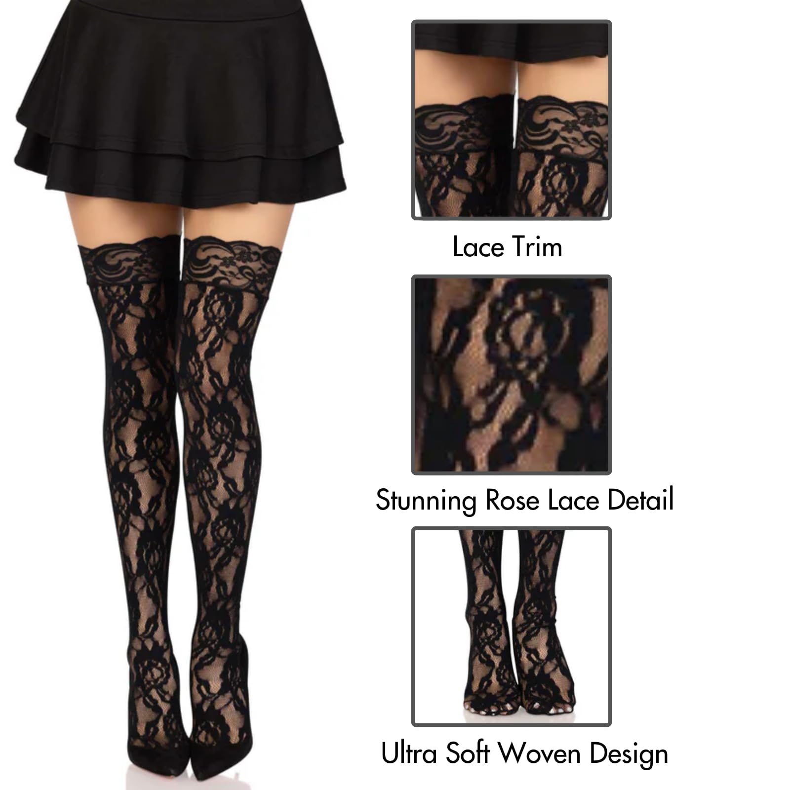 Leg Avenue womens Hosiery Lace Thigh Highs thumbnail 5