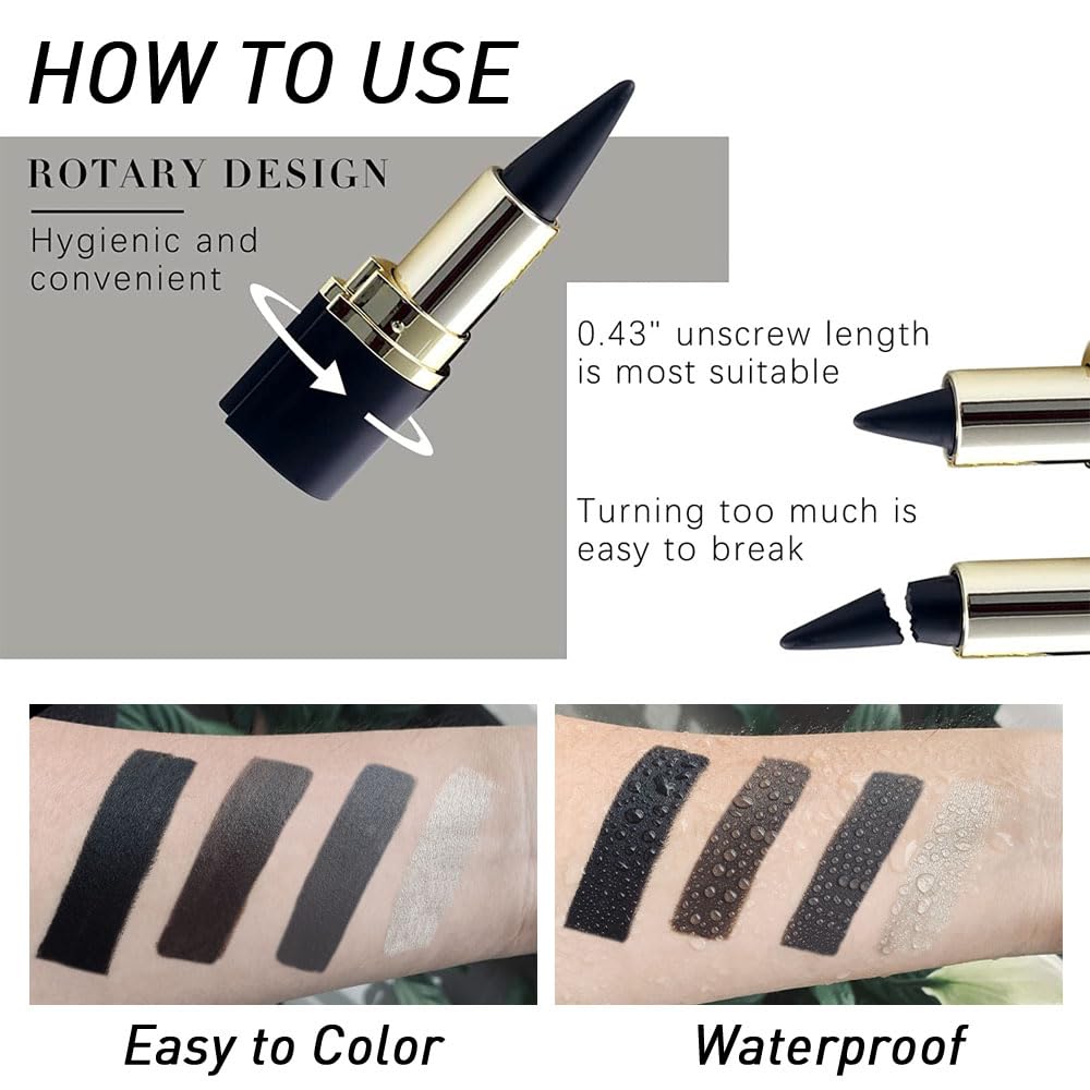Kaely 2Pcs Gel Eyeliner Pencil, Natural Black Eyeliner Cream for Waterline, Liquid Eye Liner Waterproof Smudge Proof, Black Smoky Eyeshadow Palette Halloween Makeup, delineador de ojos contra el agua: 1 Count (Pack of 1) A-04 Black