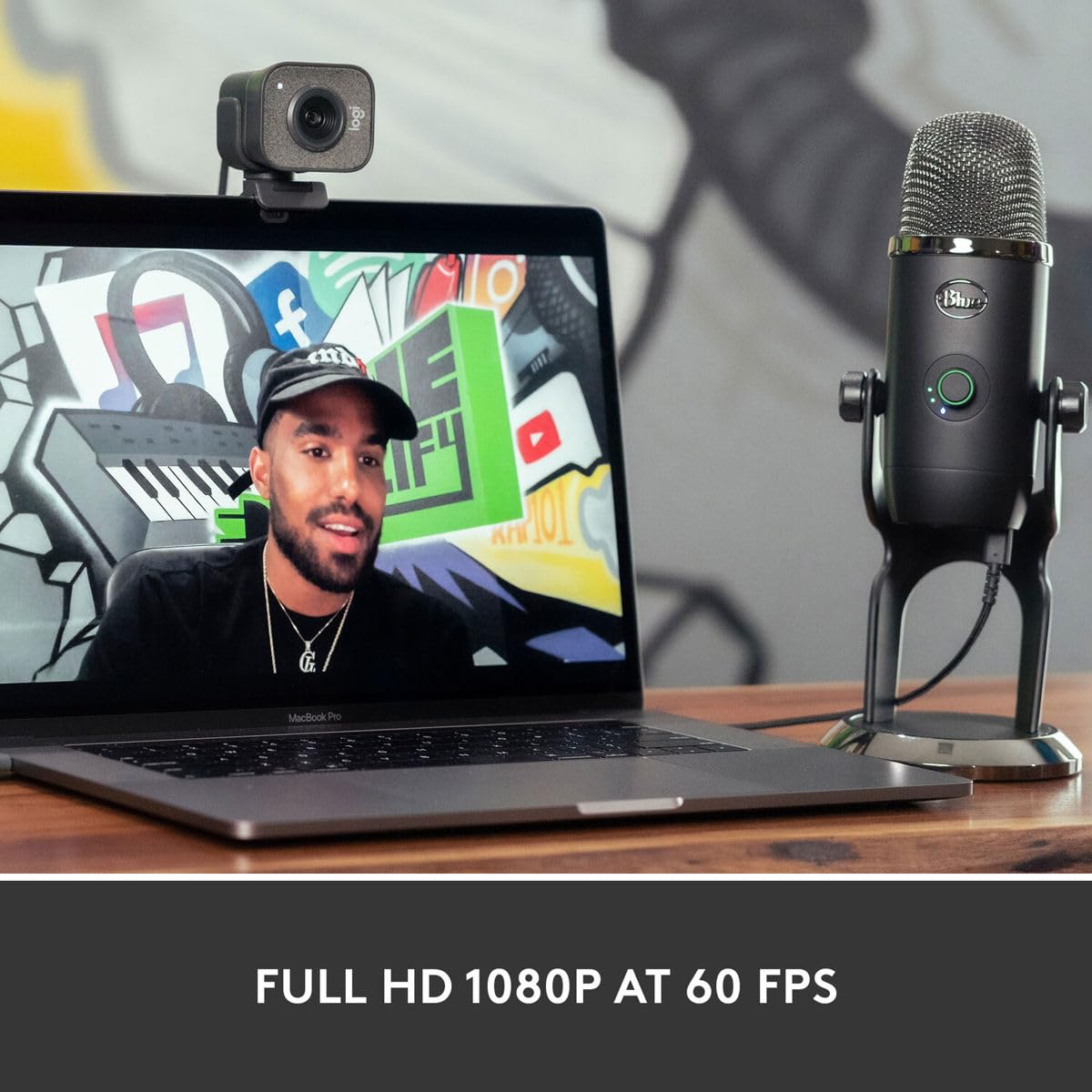Logitech StreamCam Plus Webcam with Tripod Mount (Graphite), 1080p