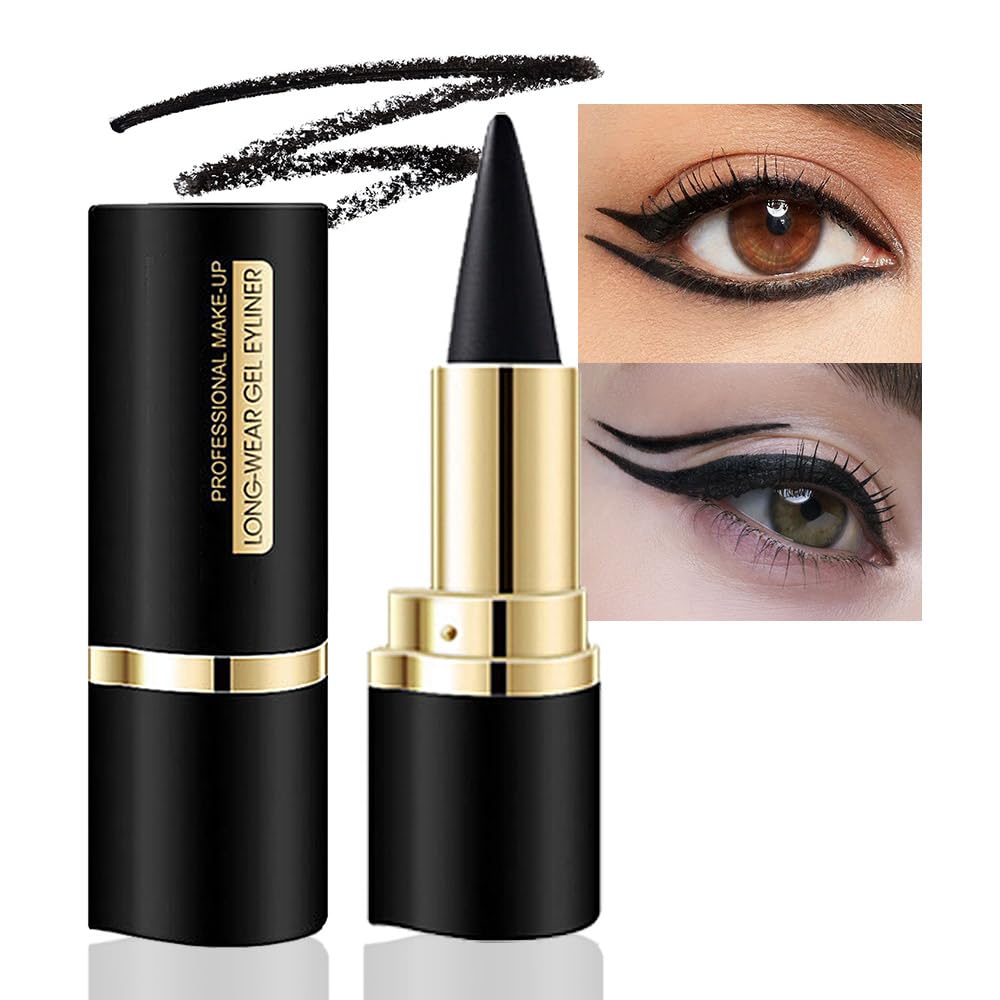 Kaely 2Pcs Gel Eyeliner Pencil, Natural Black Eyeliner Cream for Waterline, Liquid Eye Liner Waterproof Smudge Proof, Black Smoky Eyeshadow Palette Halloween Makeup, delineador de ojos contra el agua: 1 Count (Pack of 1) A-04 Black