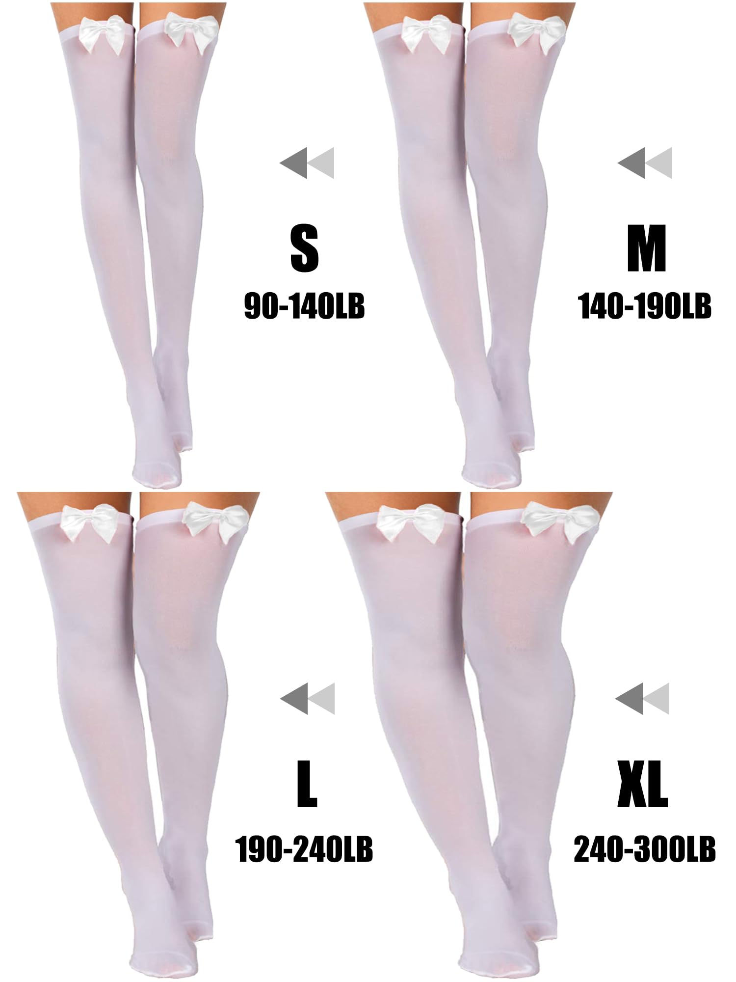 Boao 3 Pairs Thigh High Stockings Thigh High Socks with Bow for Women over Knee Lingerie Stockings for Cosplay Daily Wear: Medium Black With Black Bow, Black With Pink Bow, White With White Bow
