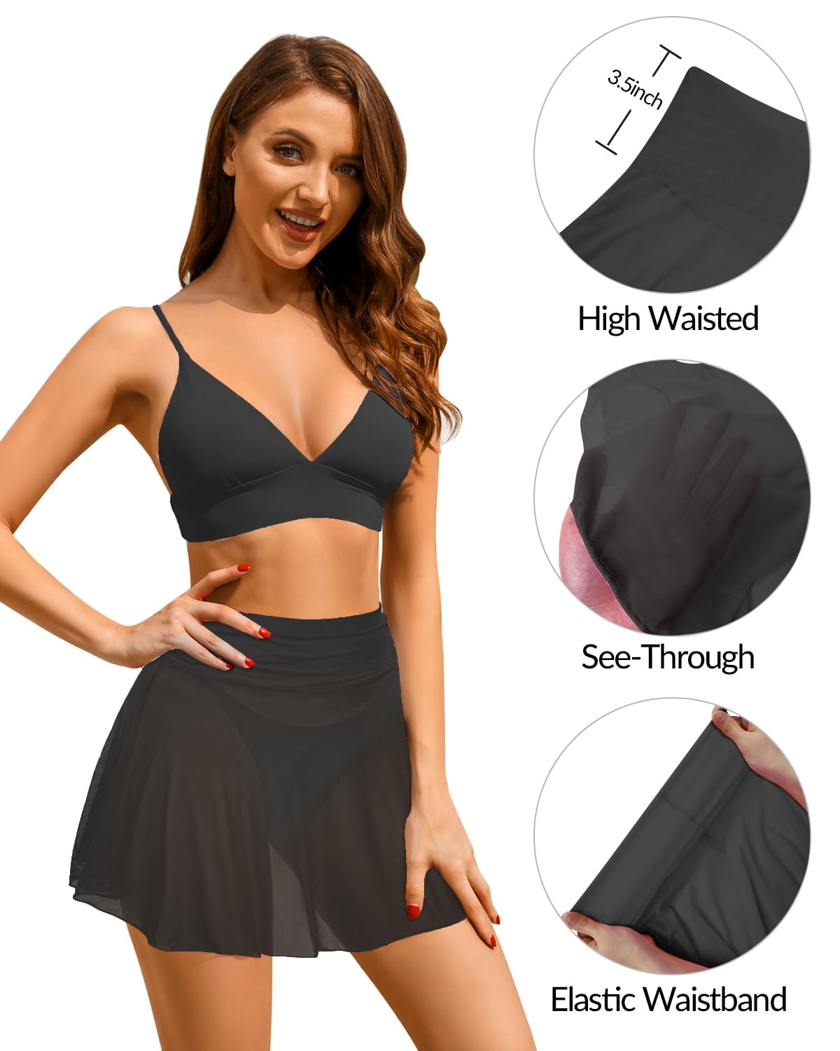 Pinup Fashion Sheer Mesh Skirt Women - Swim Mini High Waisted See Through Bikini Cover Up Skirts: Pinup Fashion Sheer Mesh Skirt Women - Swim Mini High Waisted See Through Bikini Cover Up Skirts