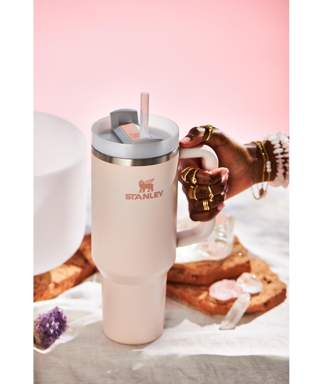Stanley Quencher H2.0 Tumbler with Handle and Straw 30 oz | Flowstate 3-Position Lid | Cup Holder Compatible for Travel | Insulated Stainless Steel Cup | BPA-Free | Rose Quartz 2.0: 40 Ounces Rose Quartz 2.0