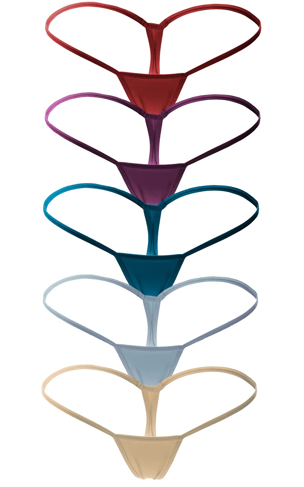 ETAOLINE Women's Low Rise Micro Back G-string Thong Panty Underwear: Small 5 Pack - Multicoloured