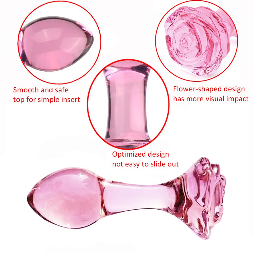 Pink Glass Butt Plug,Crystal  Anal Plug,Adult Sex AnalToy,Sex Gifts,S&M Anal Trainer,Portable Bum Plug Bomb Plug,Anal Expander Training Masturbation for Adult Female Men Women Gay and Couples: Flower