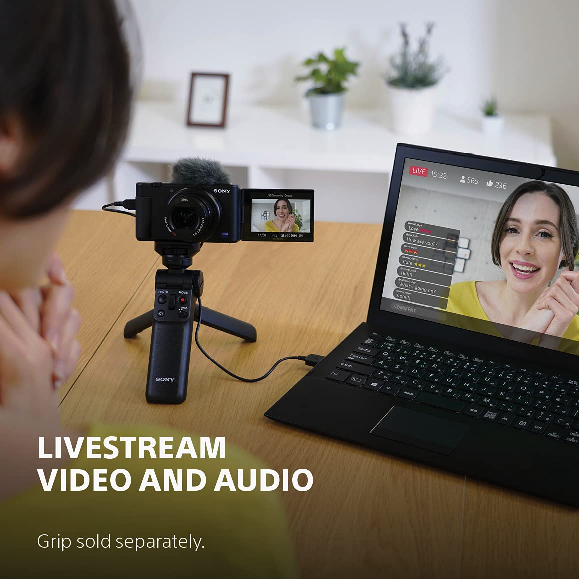 Sony ZV-1 Digital Camera for Content Creators, Vlogging and YouTube with Flip Screen, Built-in Microphone, 4K HDR Video, Touchscreen Display, Live Video Streaming, Webcam: Camera only Black