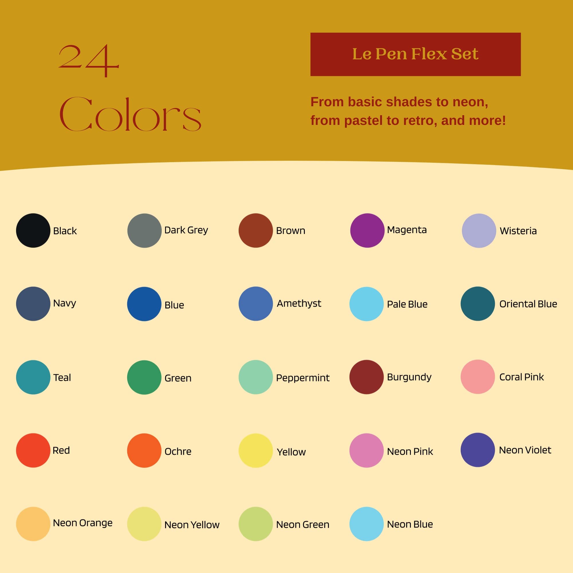 Marvy Uchida Le Pen Flex - 24 Colors - Colored Calligraphy Pens for Journaling - Quick Drying, Smudge-Proof Brush Markers for Hand Lettering, Drawing, Journals, and Planners thumbnail 2