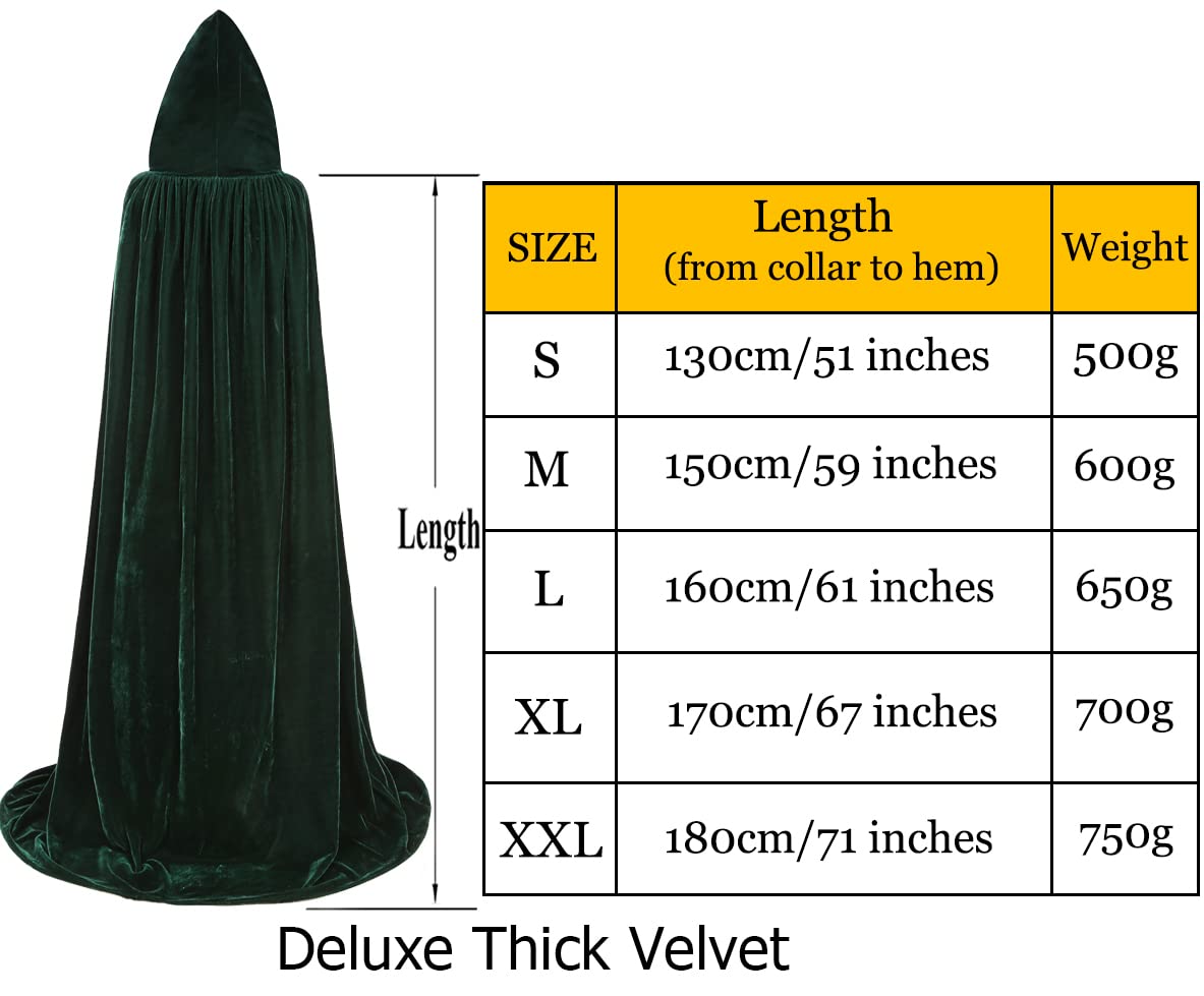 ALIZIWAY Hooded Cape Plus Size Deluxe Velvet Cosplay Cloak with Hood for Adults Halloween Christmas