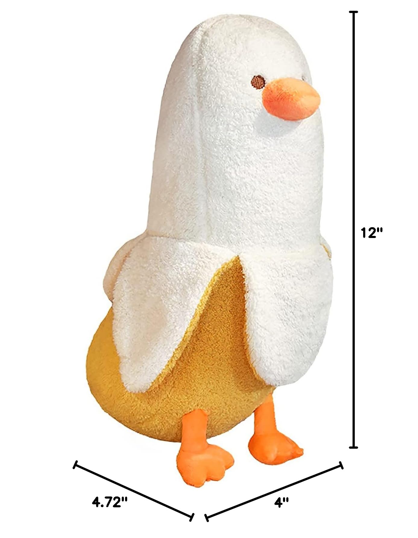 PEACH CAT Banana Duck Plush Toy Cute Plushie Hugging Plush Pillow Duck Stuffed Animal for Girls and Boys White 12"