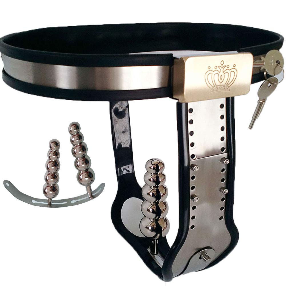 Chastity Belt Woman Chastity Chastity Belt with Vagina Anal 2 Plug Stainless Steel Sex Toys for Women BDSM Set Bondage Fetish Slave Lingerie Sex Toys 60-150cm,130/140cm(51/55in)