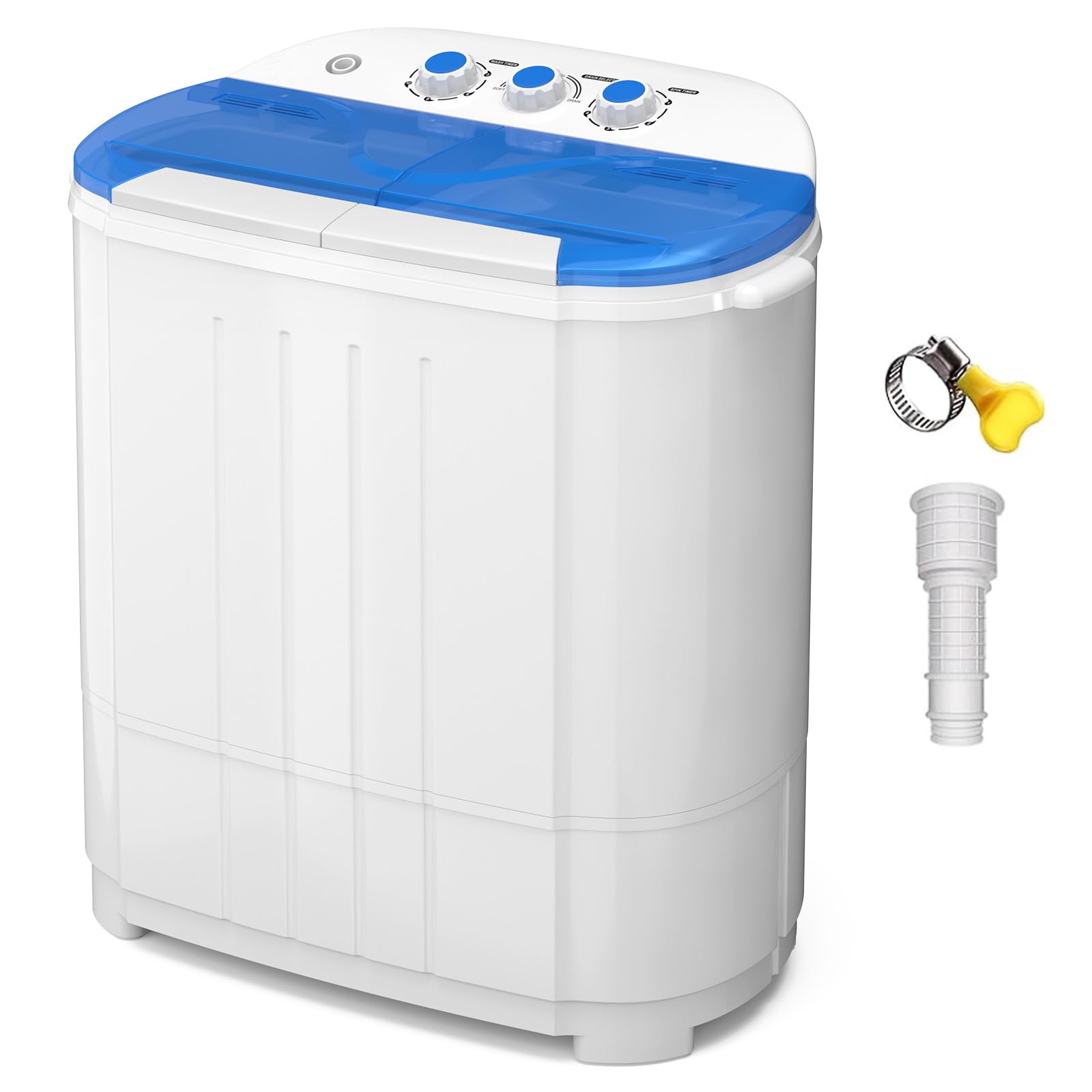 VCJ Portable Washing Machine, Twin Tub Washing Machine Laundry Compact Washer spinner Combo with 20lbs capacity, 12Lbs Washer and 8Lbs Spinner dryer for Apartments RVs and Dorms: 14lbs Capacity