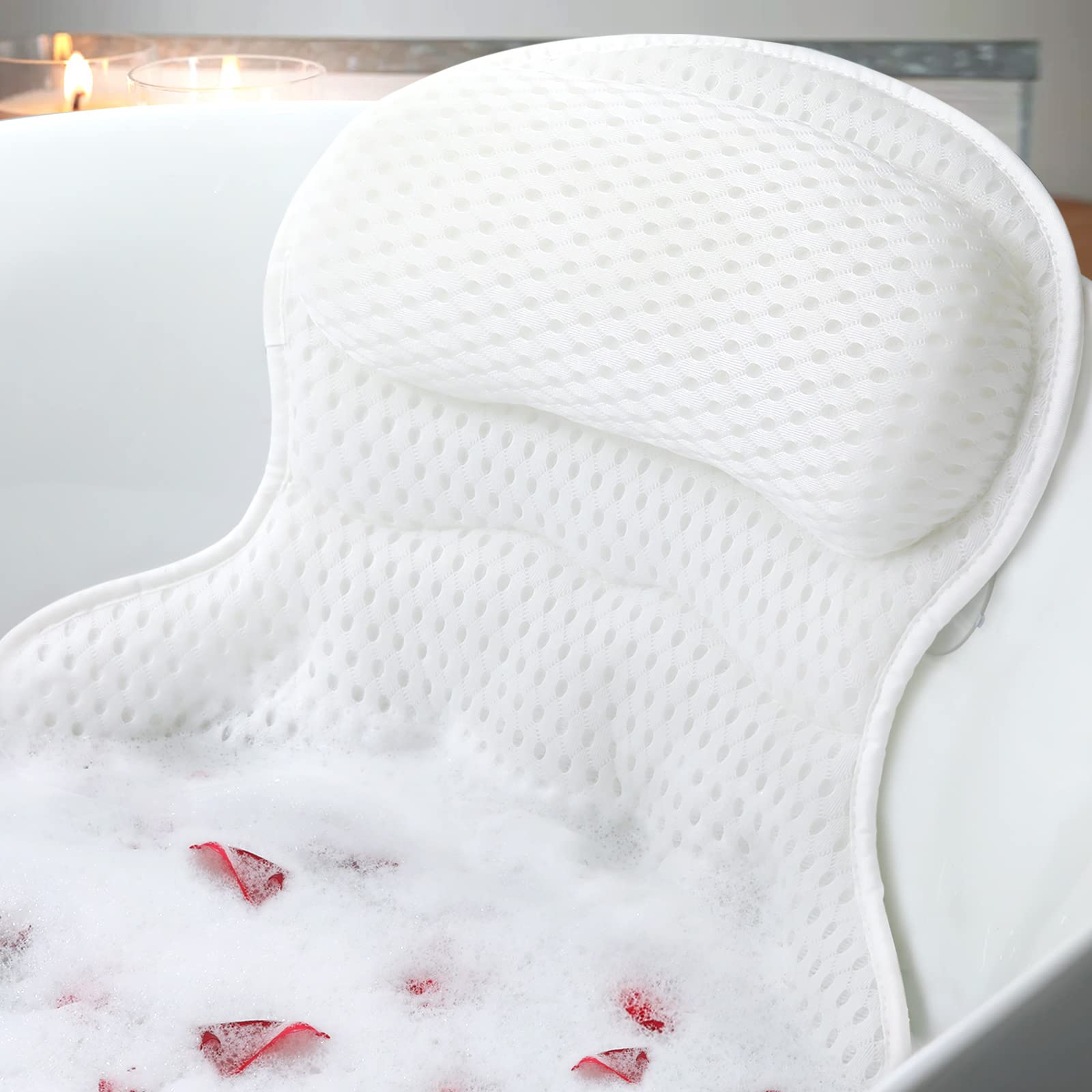 Bath Pillow Bathtub Pillow, Luxury Bath Pillows for Tub Neck and Back Support, Bath Tub Pillow Headrest with Soft 4D Mesh Fabric and Non-Slip Suction Cups, Relaxing Bath Accessories Spa Gifts: Bath Pillow Bathtub Pillow, Luxury Bath Pillows for Tub Neck and Back Support, Bath Tub Pillow Headrest with Soft 4D Mesh Fabric and Non-Slip Suction Cups, Relaxing Bath Accessories Spa Gifts