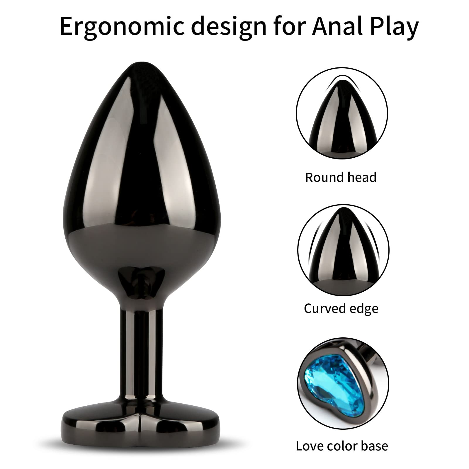 HISIONLEE Anal Plug 3PCS Sex Toys Anal Training Set Metal Butt Plug Adult Trainer Kit Toy with Crystal Diamond S&M Adult Gay Anal Plugs Toy for Beginners Couples Women Men Unisex(): Blue