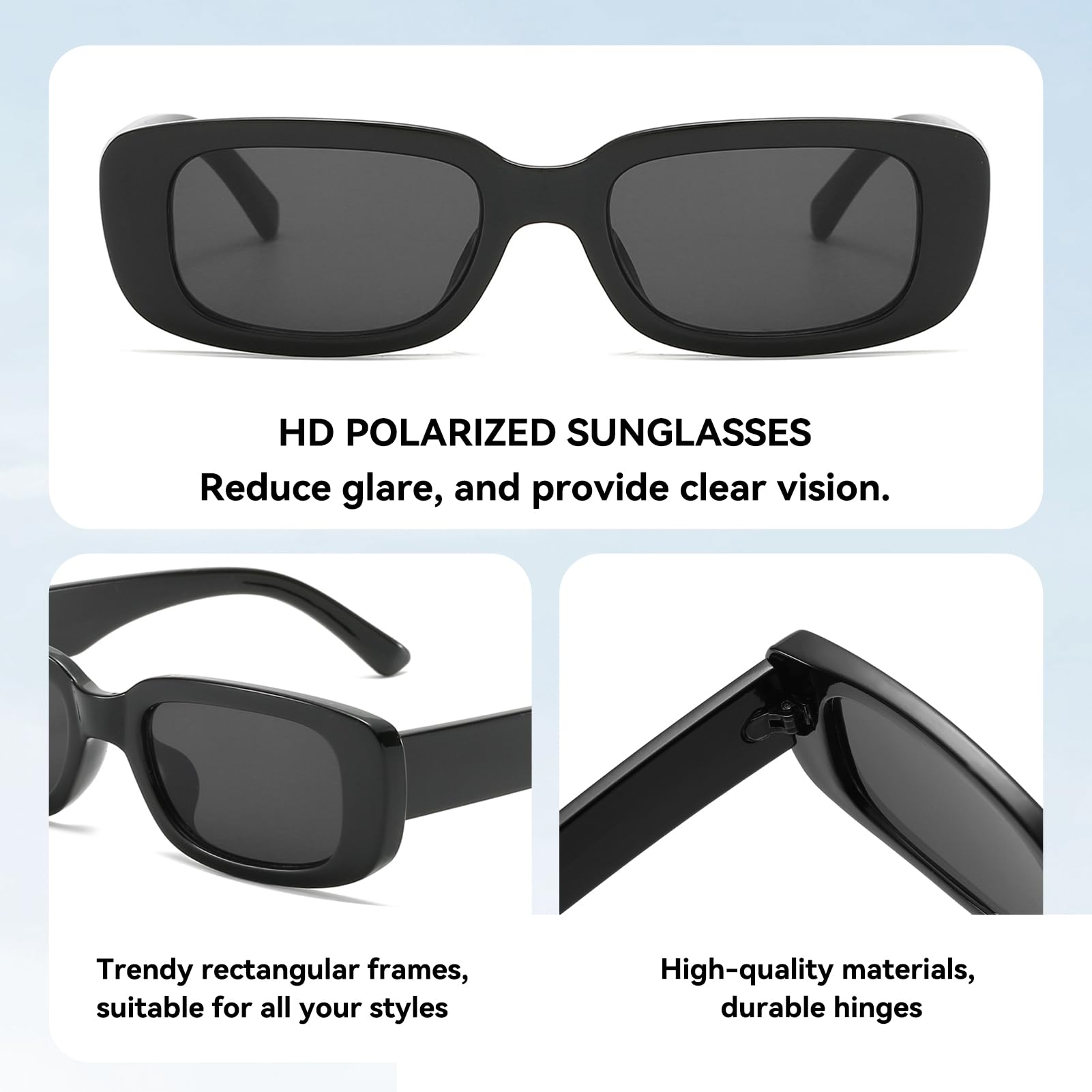 Dollger Rectangle Sunglasses for Women Men Trendy Retro Fashion Sunglasses UV 400 Protection Square Fram
