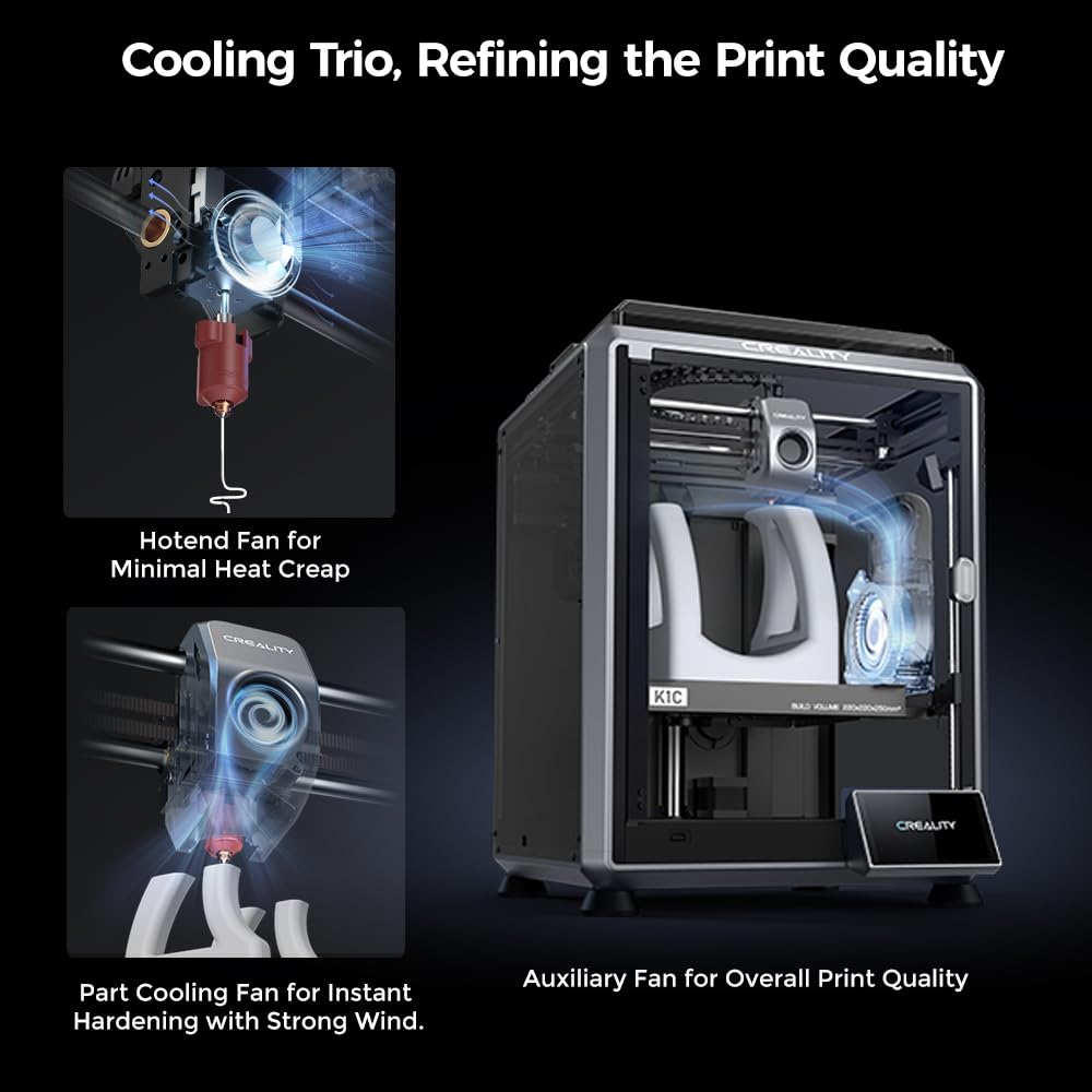 Creality  3D Printer, 2024 New Version 3D Printers with 600mm/s Fast Printing Speed, Support Carbon Fiber Filament 300℃ High-Temp Print, Auto Leveling and Clog-Free Direct Extruder: K1C