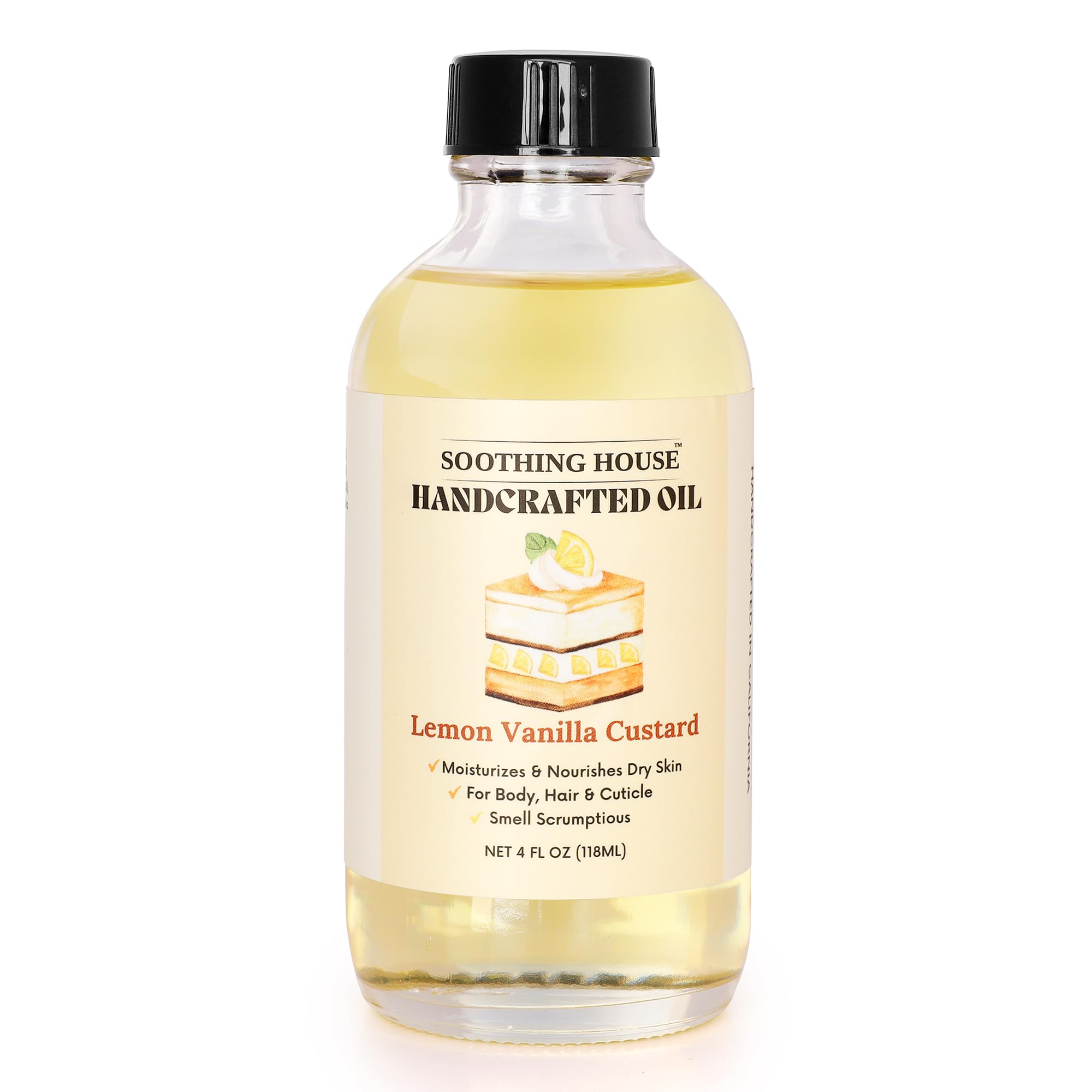 Soothing House Sweet Pineapple Body Oil - Moisturizing Body Oil for Soft, Glowing Skin with Almond & Jojoba Oil (4 fl oz): Lemon Vanilla Custard 4 Fl Oz (Pack of 1)