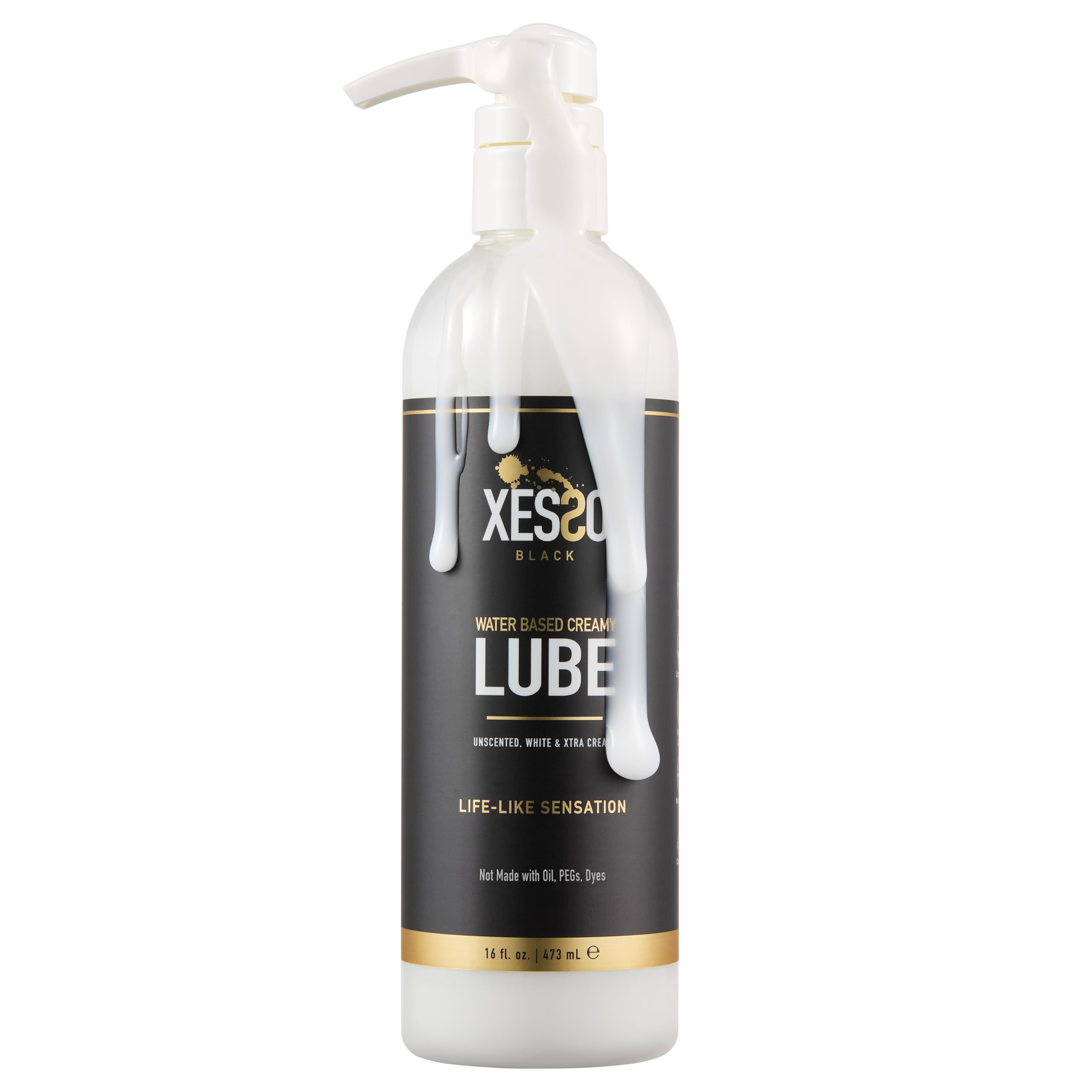 XESSO Water-Based Creamy Lube, Unscented 2 Packs of 32 fl oz, Total 64 fl oz. Thick White Gel-Like Slippery Glide Hypoallergenic for Women Men Couples. Made in USA. Discreet Package Package May Vary: 16 Fl Oz (Pack of 1)