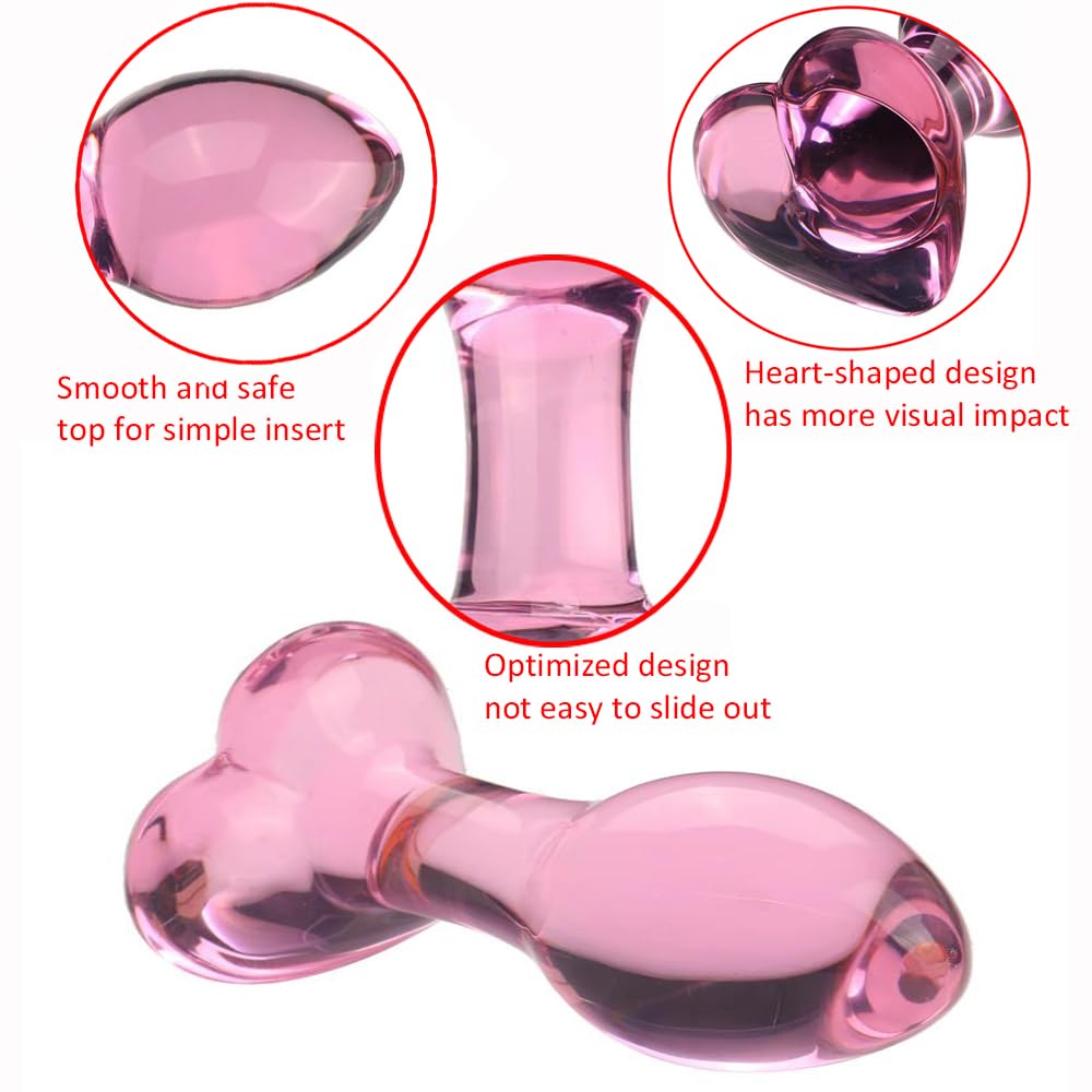 Pink Glass Butt Plug,Crystal  Anal Plug,Adult Sex AnalToy,Sex Gifts,S&M Anal Trainer,Portable Bum Plug Bomb Plug,Anal Expander Training Masturbation for Adult Female Men Women Gay and Couples: Heart
