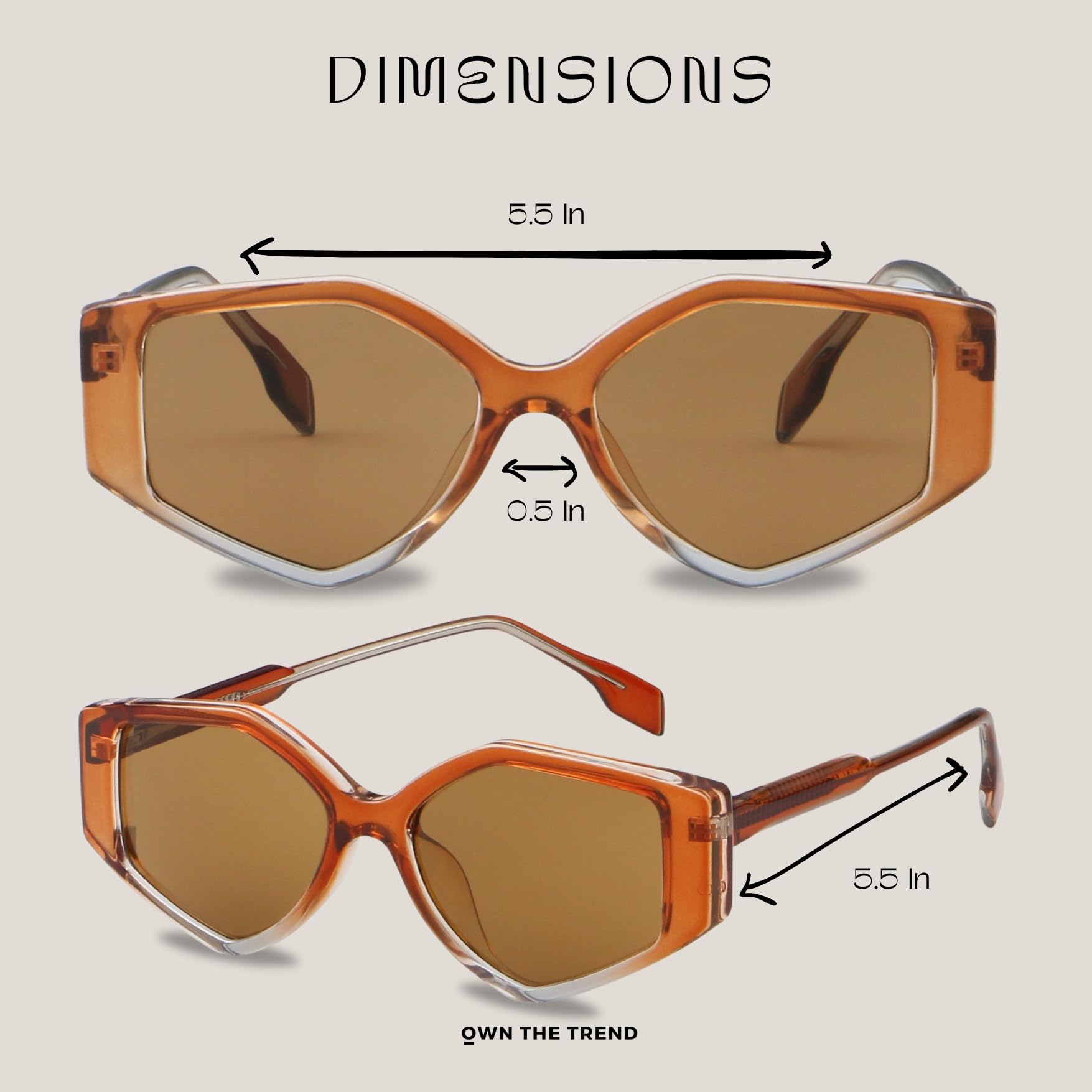 OWN THE TREND Trendy Sunglasses for Women - Sunglasses Womens with UV protection - Vintage Retro Oval Y2K Fashion Sun Glasses thumbnail 2