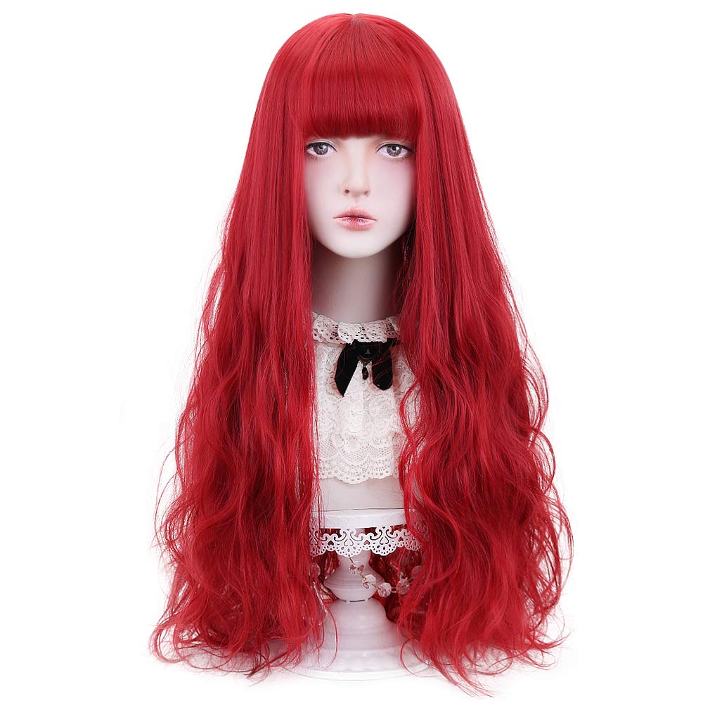 STYLER Long  Synthetic Wig with Bangs - Natural Long Wavy Cosplay Wigs for Women Halloween Christmas 30" (White)