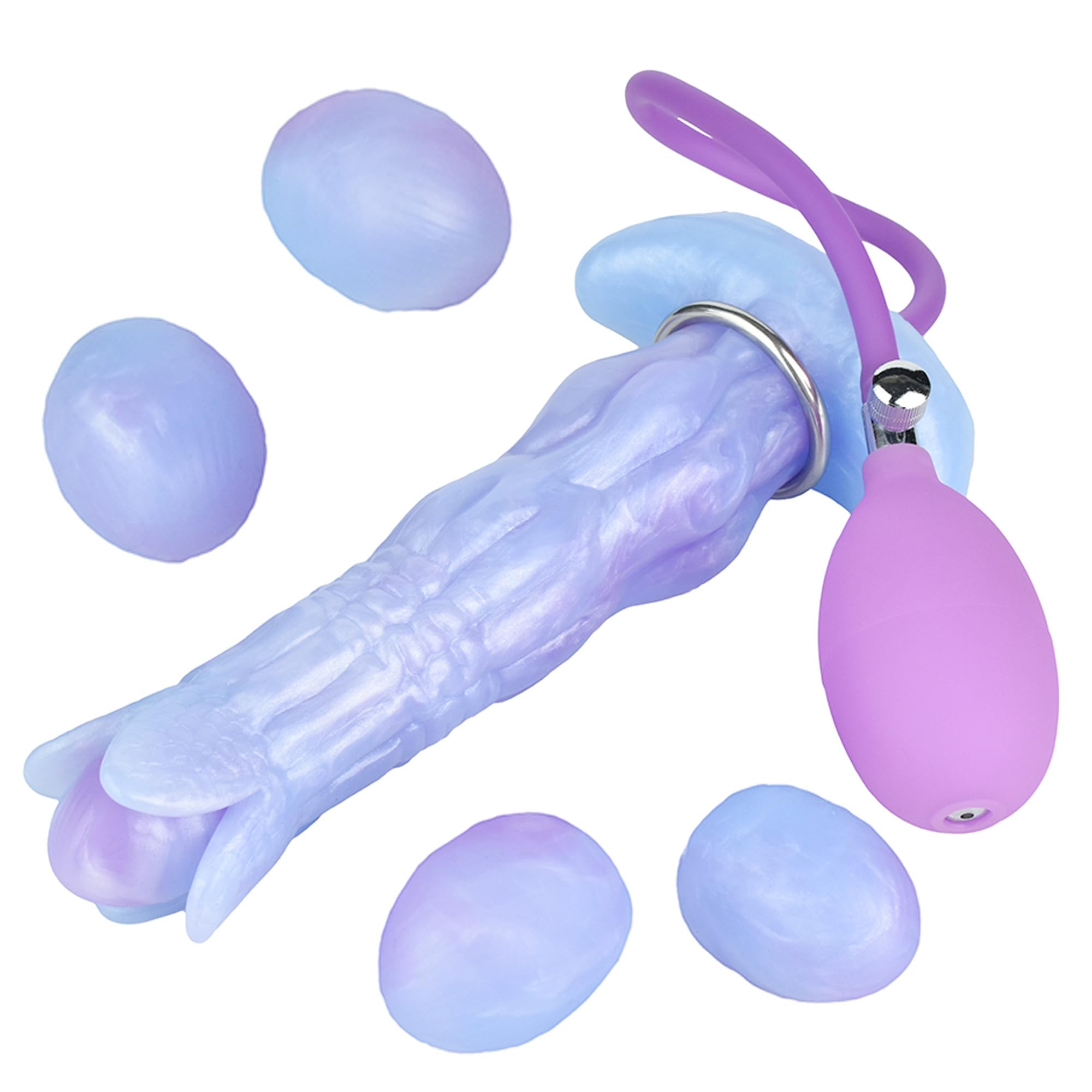 Dragon Dildo Pneumatic Monster Ovipositor with 5 Eggs, 8.1inch Silicone Ovipositing Tentacle Dildo Inflatable Anal Plug Adult Sex Toys for Women G Spot and Men