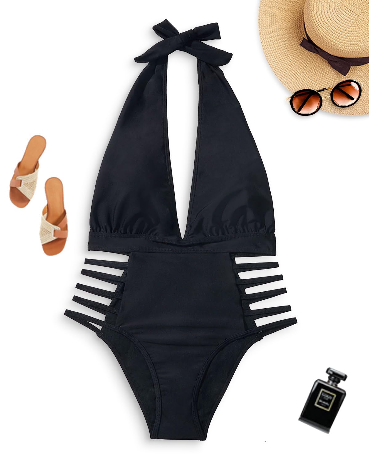 Aqua Eve Women Sexy One Piece Swimsuits Halter Plunge V Neck Cutout Bathing Suits: Aqua Eve Women Sexy One Piece Swimsuits Halter Plunge V Neck Cutout Bathing Suits