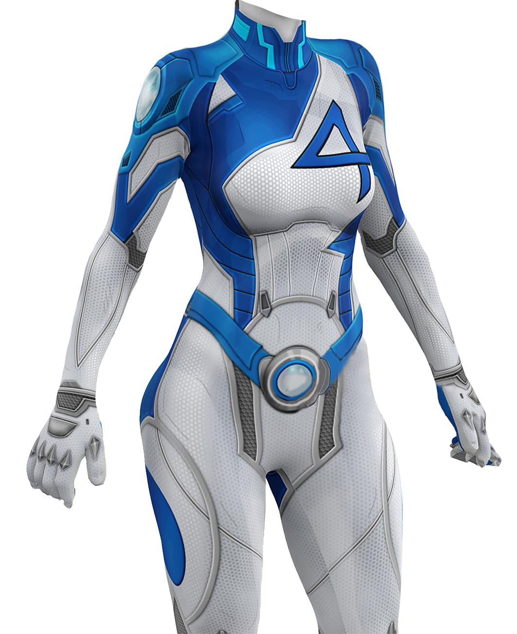 Yragemz Women Invisible Cosplay 3D Jumpsuit Anime Susan Storm Richards Invisible Costume Bodysuit for Halloween: White Small