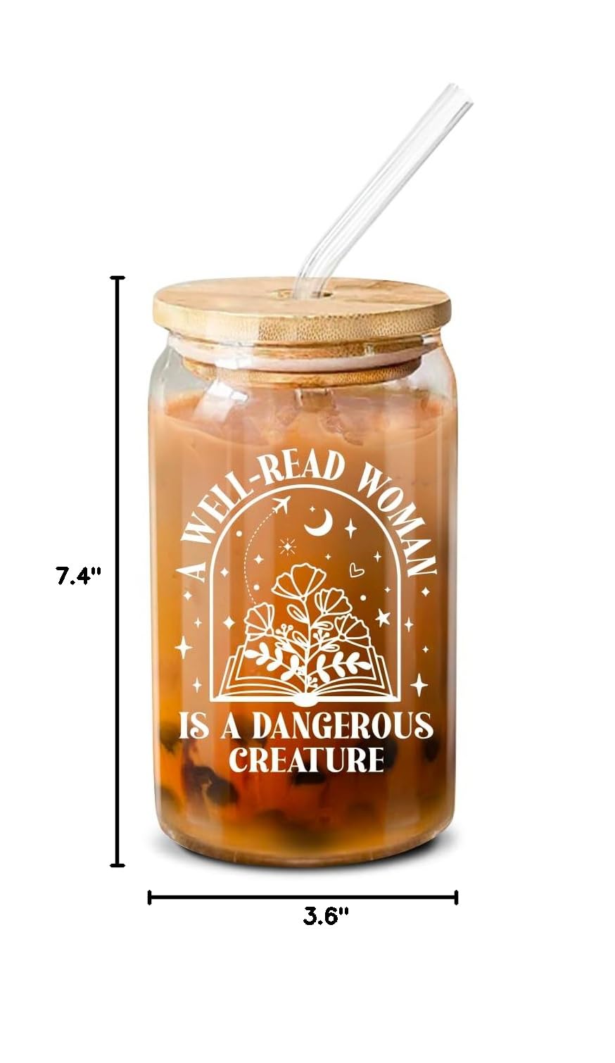 NewEleven Gifts For Book Lovers - Book Lovers Gifts For Women - Book Themed Gift for Readers, Librarians, Bookaholics - Birthday Gift For Women, Her, Best Friend – 16 Oz Coffee Glass: Well read women CF