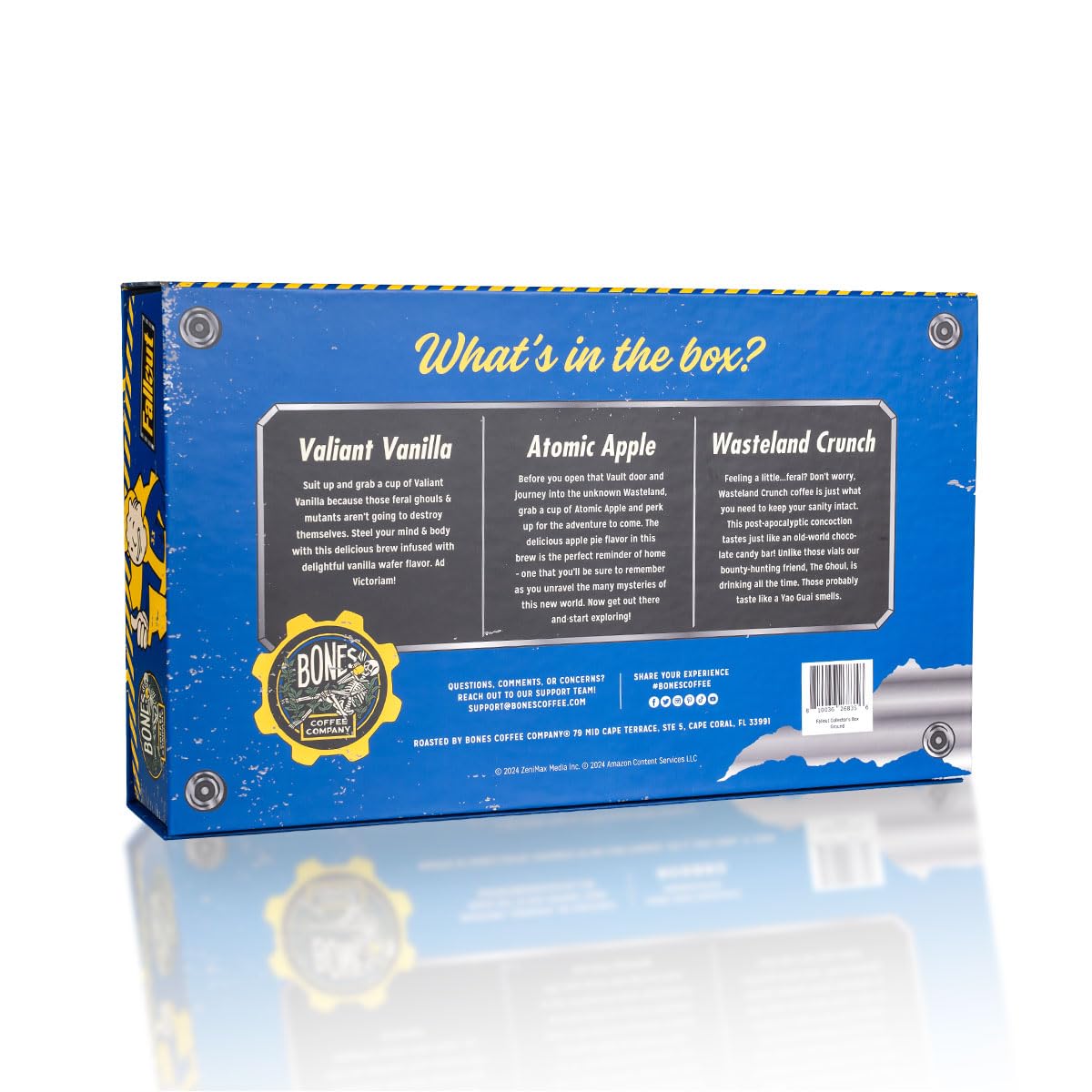 Bones Coffee Company Fallout Collector's Box Sample Pack Gift Set, Flavored Coffee Beans, Medium Roast Ground Coffee Low Acid, Apple Pie Flavor (12 oz Pack of 3): 12 Ounce (Pack of 3) Fallout Collector's Box (Ground)
