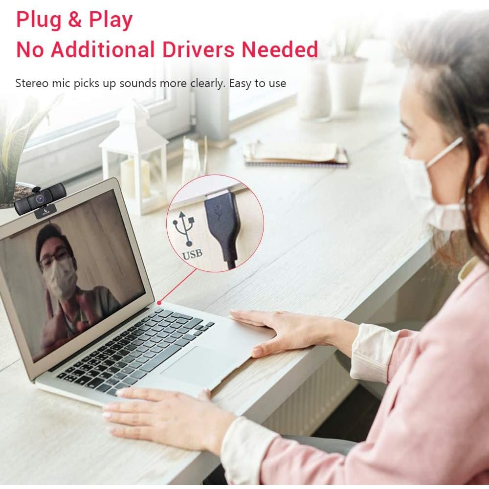 NexiGo N60 1080P Webcam with Microphone, Adjustable FOV, Zoom, Software Control & Privacy Cover, USB HD Computer Web Camera, Plug and Play, for Zoom/Skype/Teams, Conferencing and Video Calling: 1080P Autofocus Webcam
