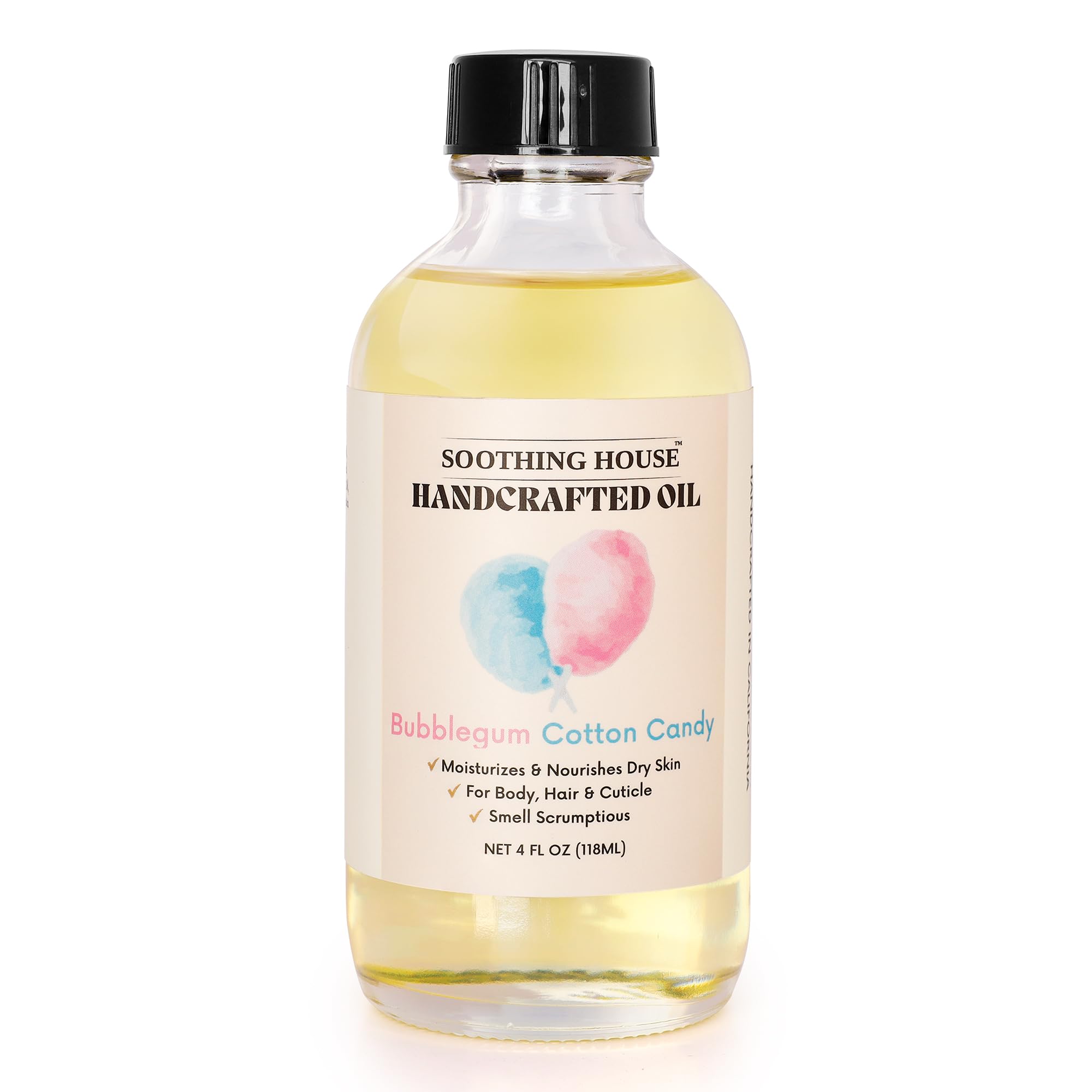 Soothing House Sweet Pineapple Body Oil - Moisturizing Body Oil for Soft, Glowing Skin with Almond & Jojoba Oil (4 fl oz): Bubblegum Cotton Candy 4 Fl Oz (Pack of 1)