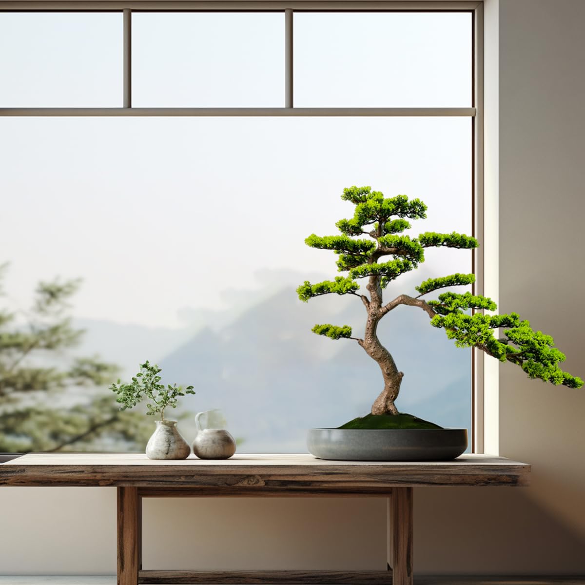 VIGGDA 3ft（43in） Artificial Bonsai Tree Juniper Faux Plants Indoor Big Fake Plants Decor with Ceramic Pots for Home Table Office Desk Bathroom Shelf Bedroom Living Room Farmhouse Decorations thumbnail 2