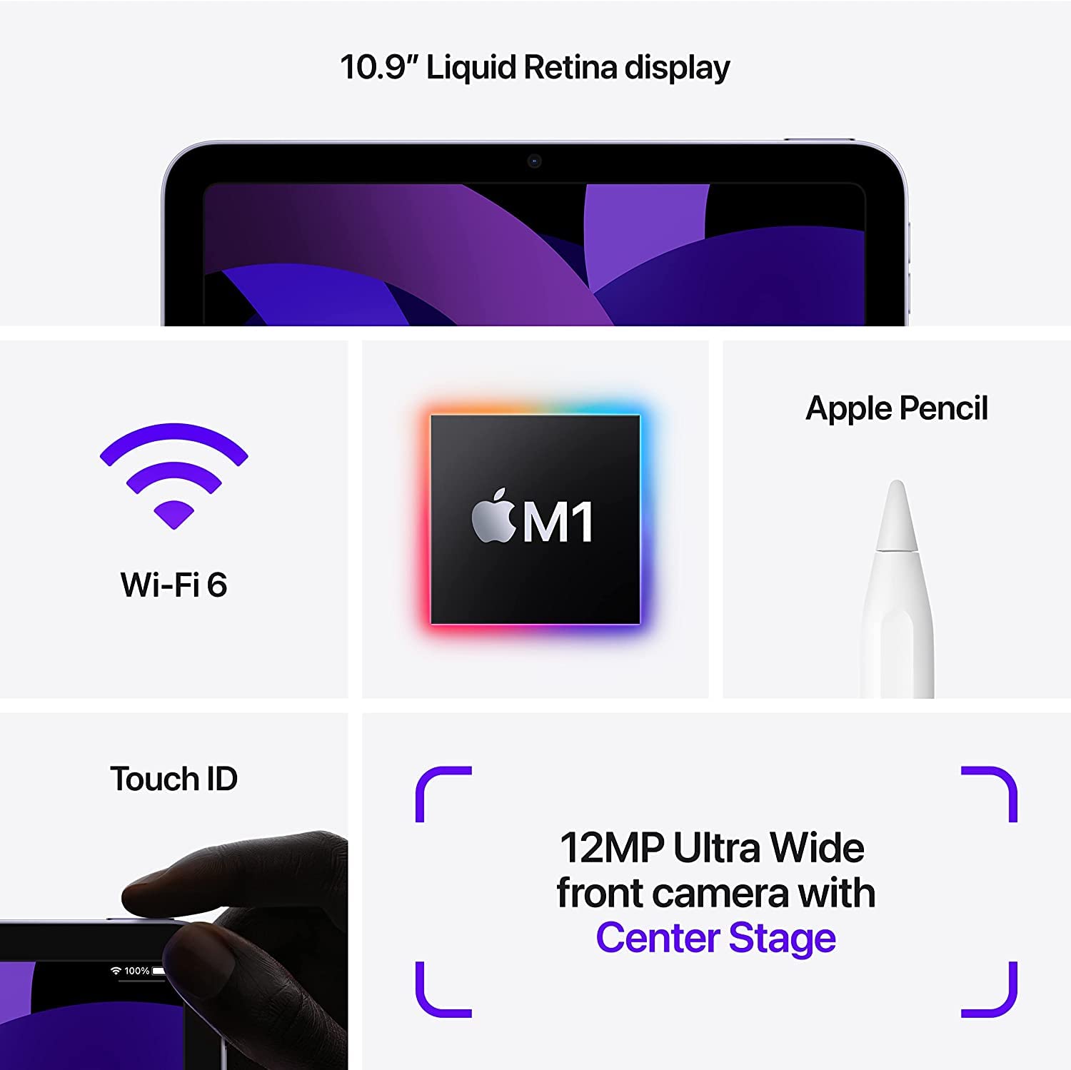 Early 2022 Apple iPad Air (10.9-inch, Wi Fi, 64GB) Purple (Renewed) thumbnail 4