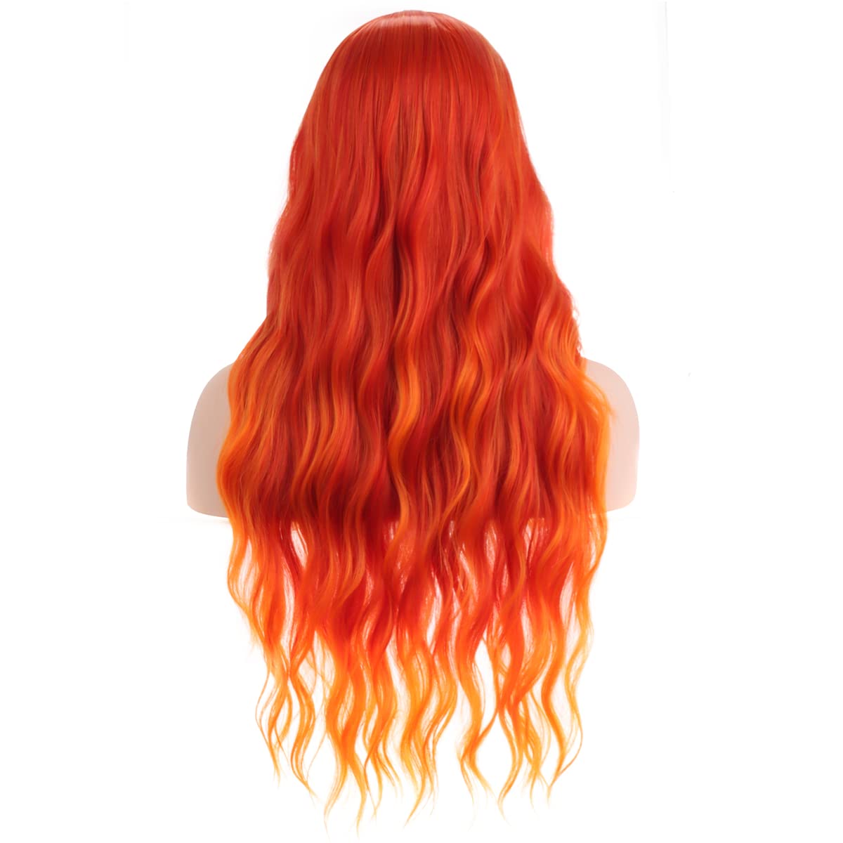 MAGQOO  Flame Fire Wig - Long Curly Wavy Ombre Wigs for Women & Girls - Middle Part, Heat Resistant, High Density Synthetic Wigs: Orange Ombre