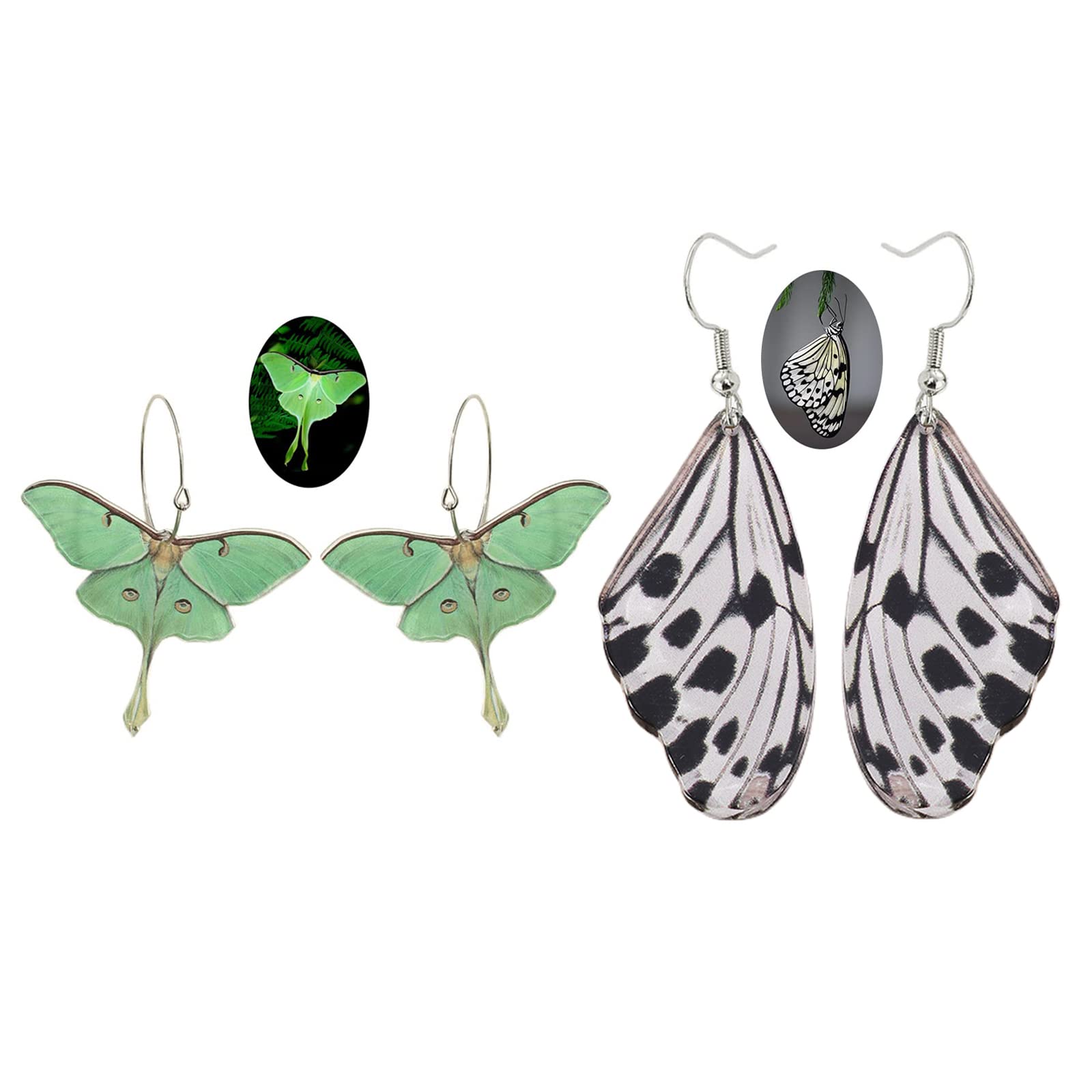 Moth Butterfly Earrings.Punk Insect Drop Earrings Color Acrylic Moth Wing Earrings Statement Black Earrings Party Jewelry for Women