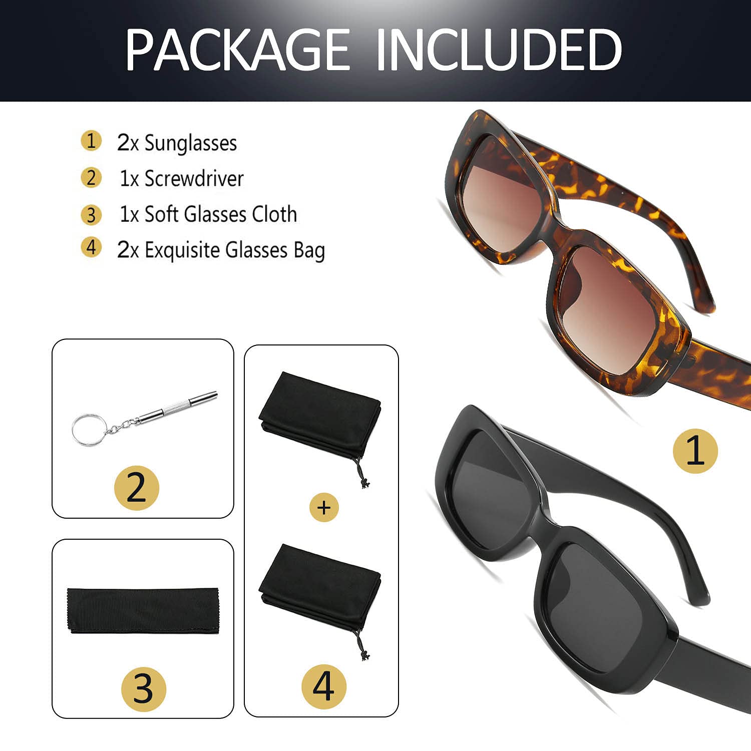 BOJOD Rectangle Sunglasses for Women Retro Fashion Sunglasses UV 400 Protection Square Frame Eyewear thumbnail 7