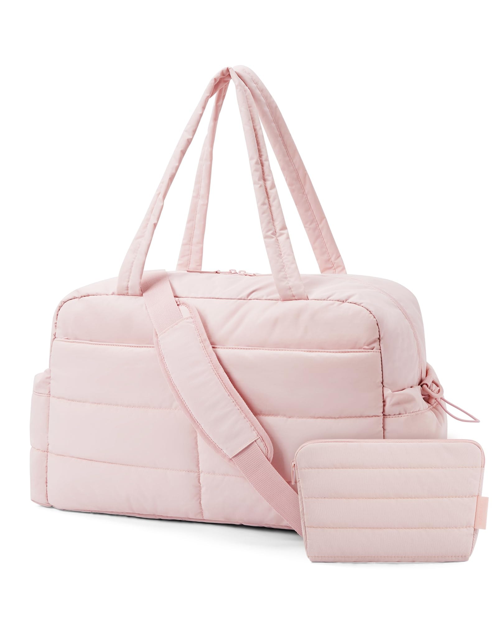BAGSMART Gym Bag for Women, 31L Travel Duffle Bag Puffer Tote Quilted Laptop Carry on, Weekender Overnight Organizer for Travel, Dark Pink: Baby Pink