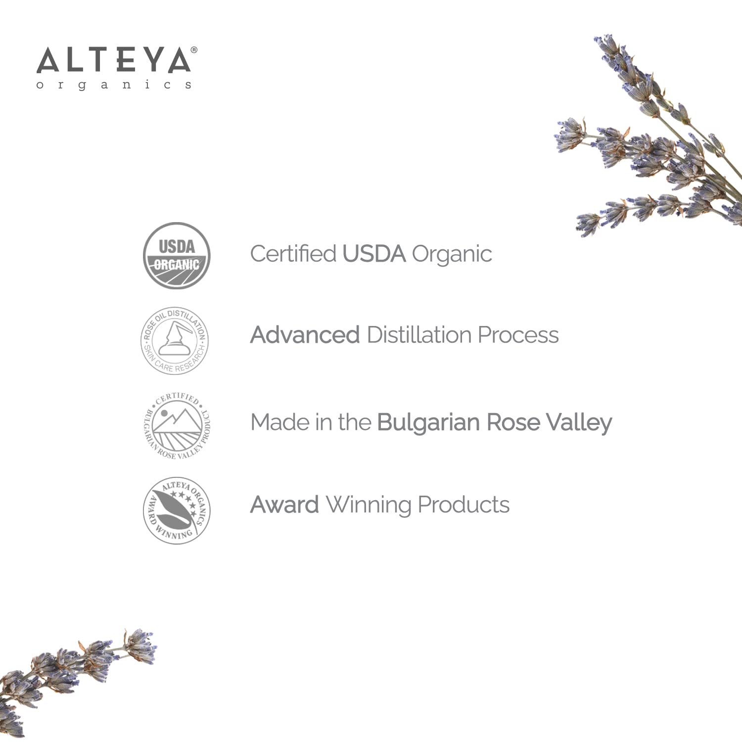 Alteya Organics Organic Lavender Flowers - USDA Certified Organic Lavender Tea - Herbal - 2.82 Oz: 2.82 Ounce (Pack of 1)