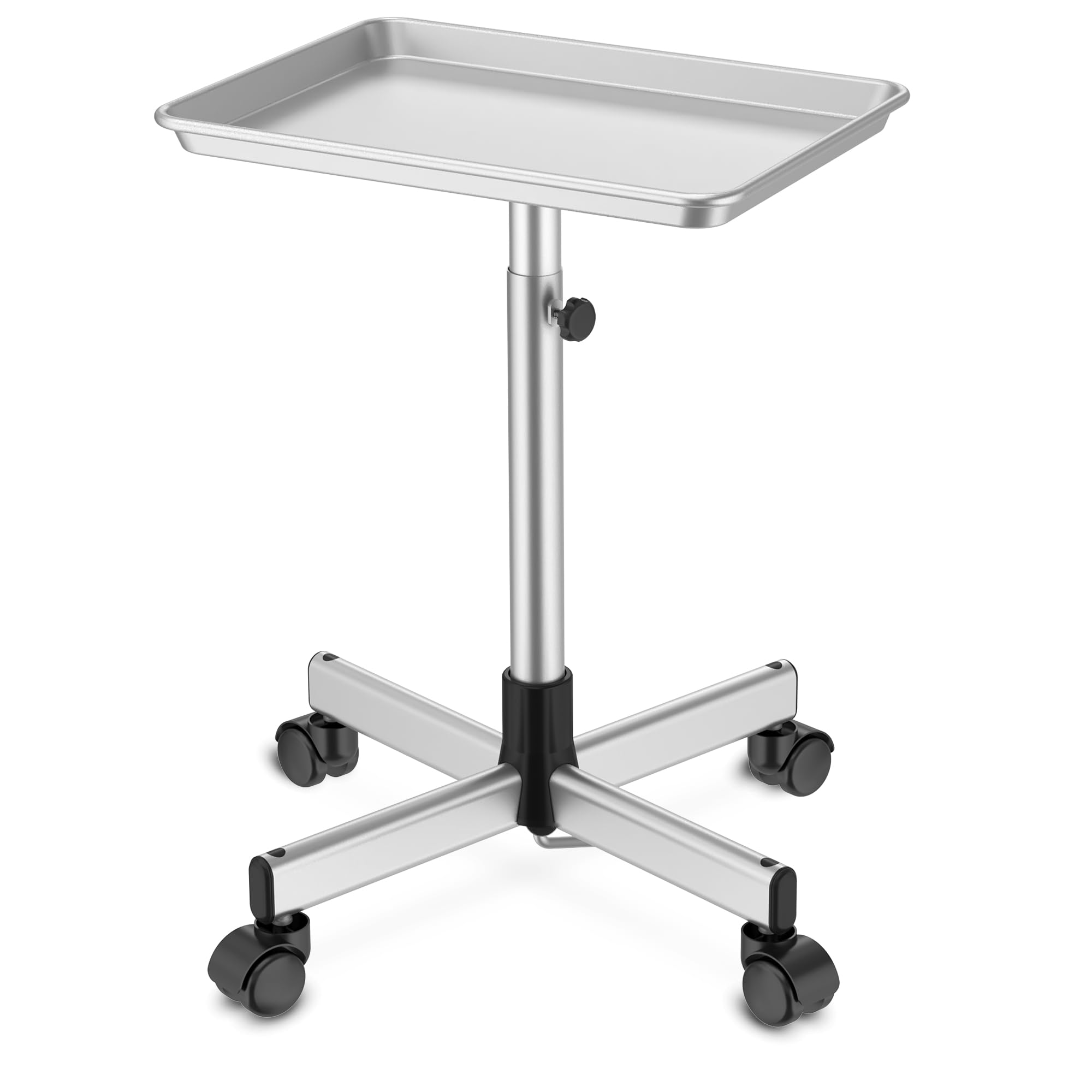 DEER BEAUTY Salon Tray on Wheels - Premium Aluminum Tattoo Tray Rolling Trolley - Adjustable Salon Service Rolling Tray Hairdresser Cart with Clinic Spa Rolling Tray Wheels ()